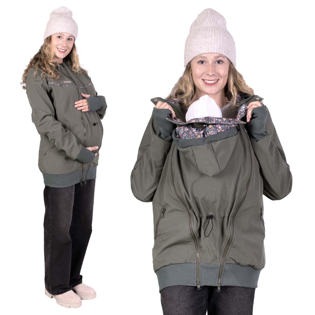 Allwetter Tragejacke Baby, Softshelljacke in Oliv