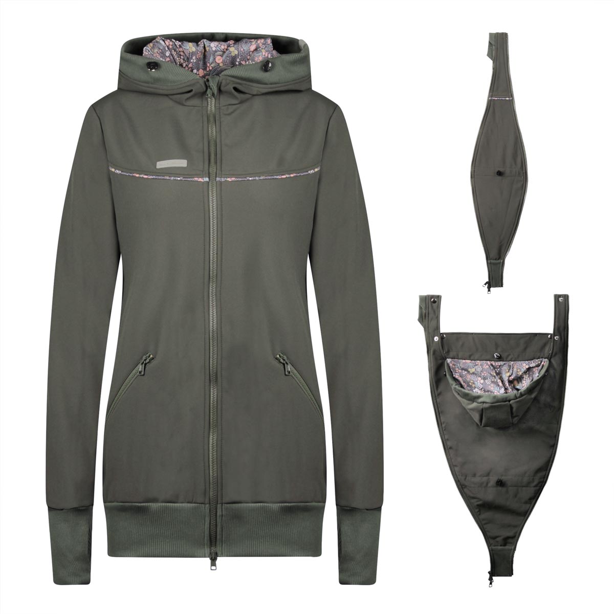 Allwetter Tragejacke Baby, Softshelljacke in Oliv