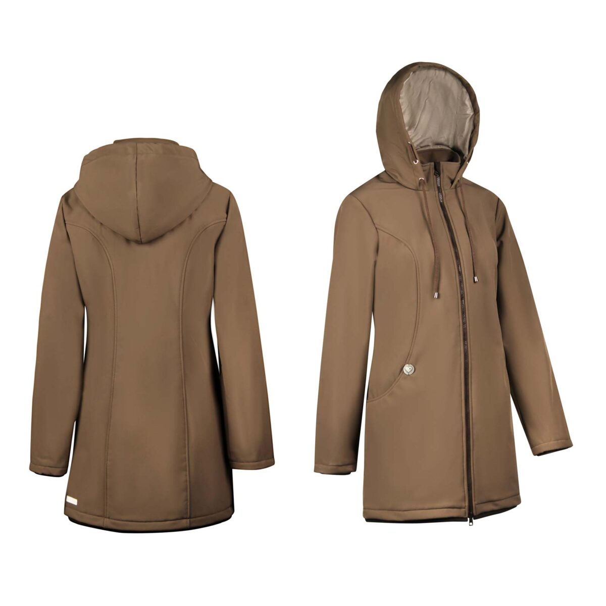 Baby Tragejacke aus Softshell Mellory in Taupe, A-Linie