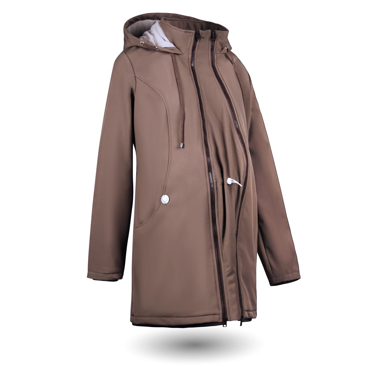 Umstandsjacke aus Softshell in Taupe Umstandsmantel Herbst