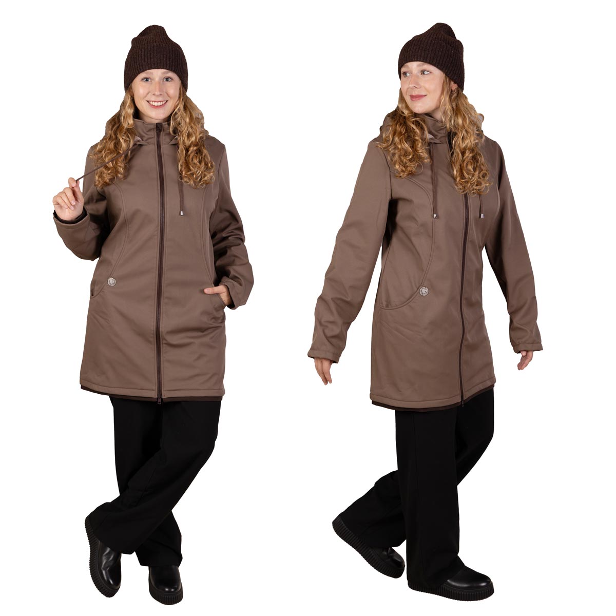 Umstandsmantel Tragejacke in Taupe