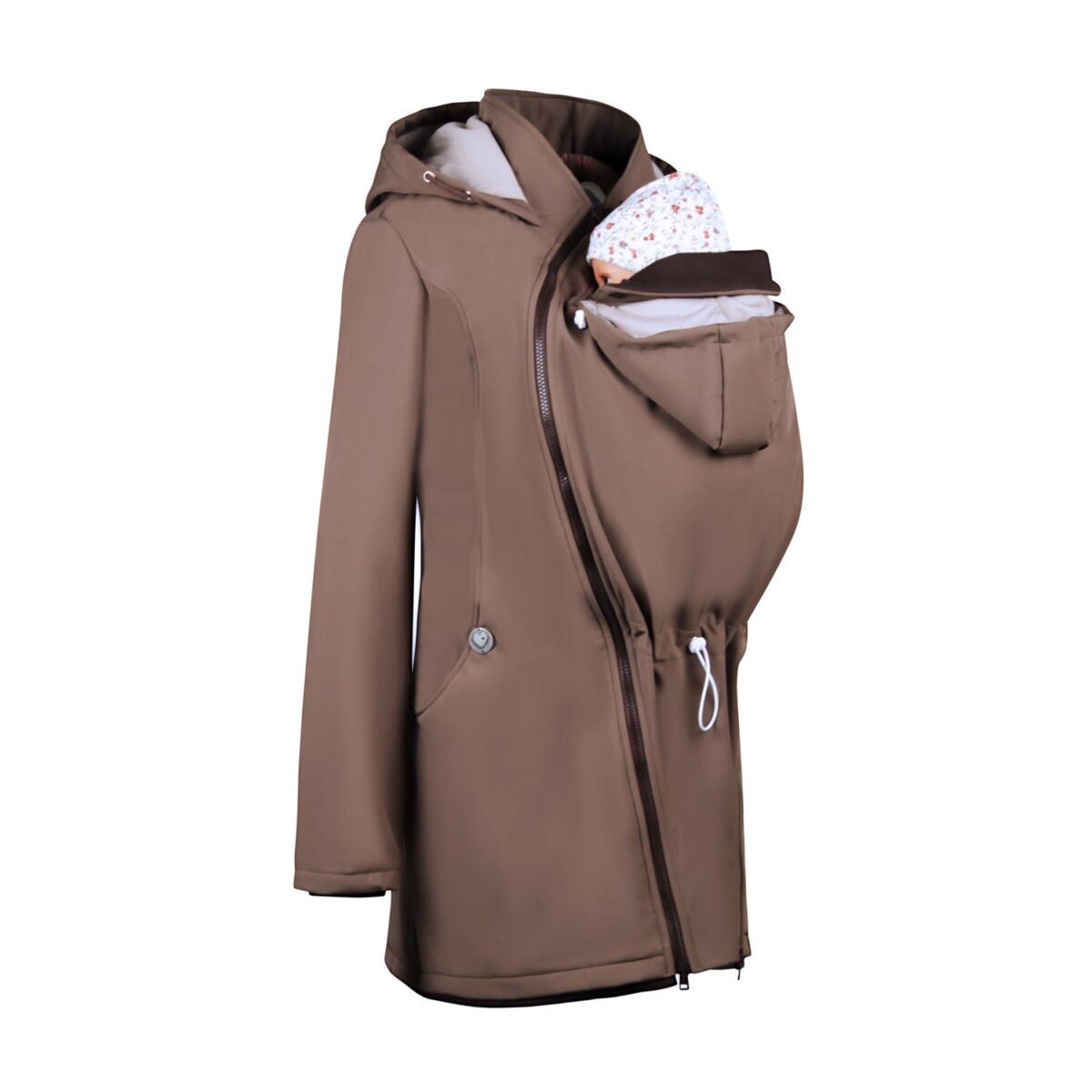 Baby Tragejacke Softshell Beige Mama Regenjacke