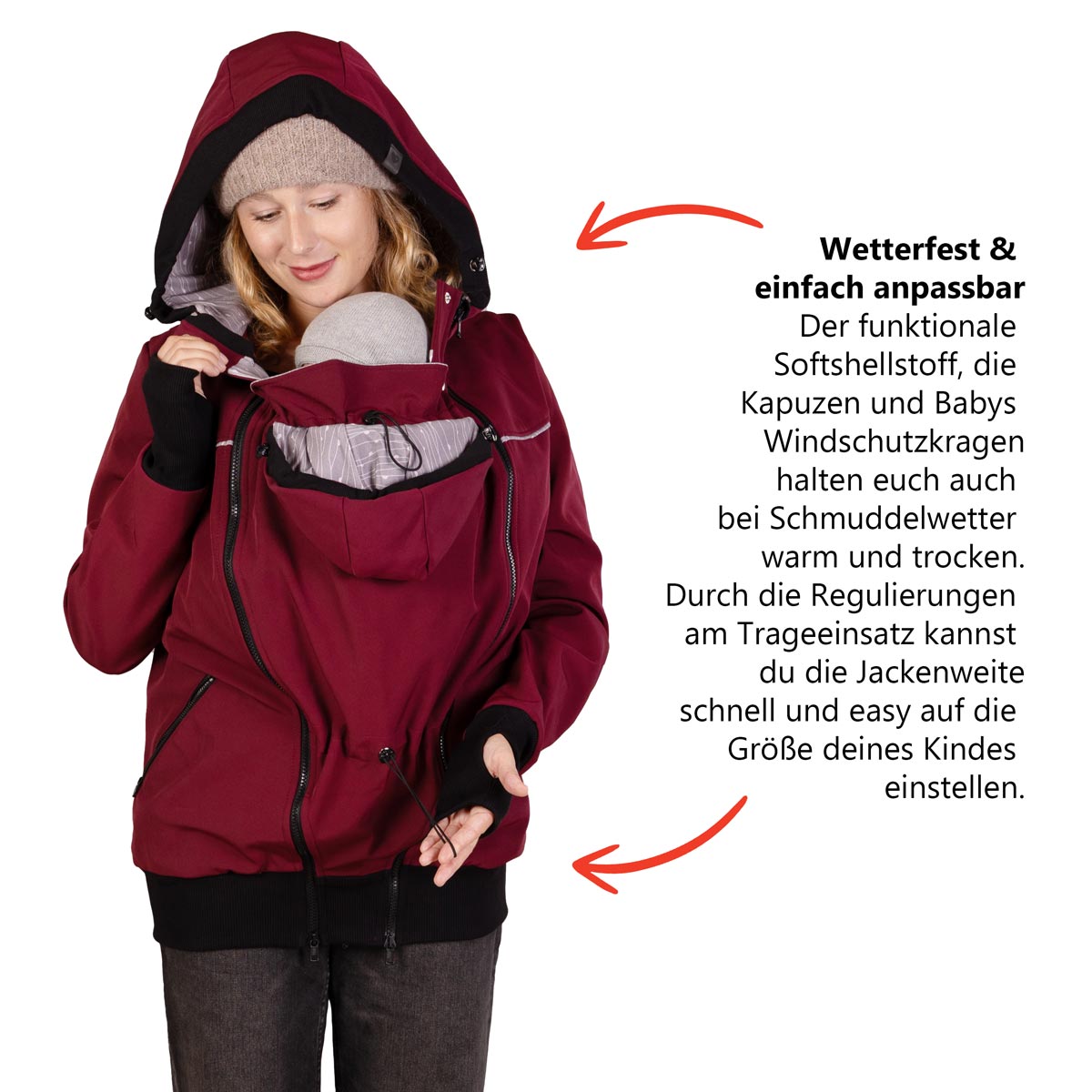 Softshell Tragejacke bordeaux