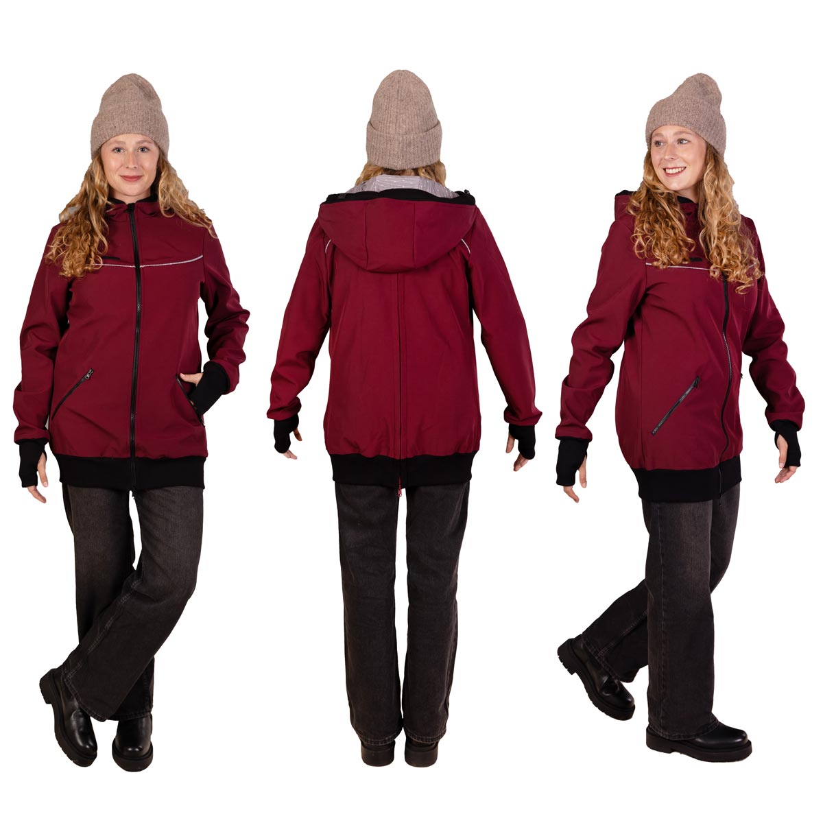 Softshell Tragejacke bordeaux