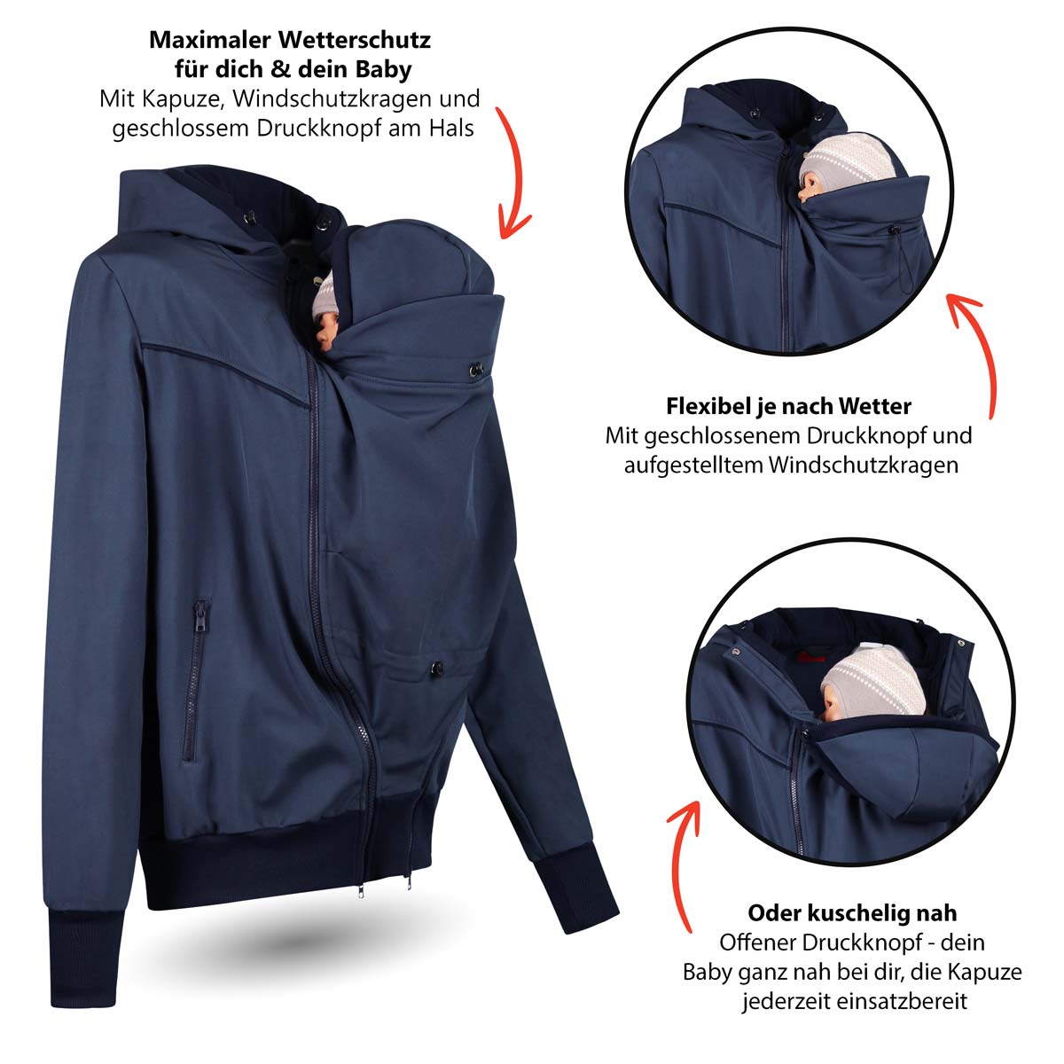 Funktionale Tragejacke für Männer, aus Softshell in Marine
