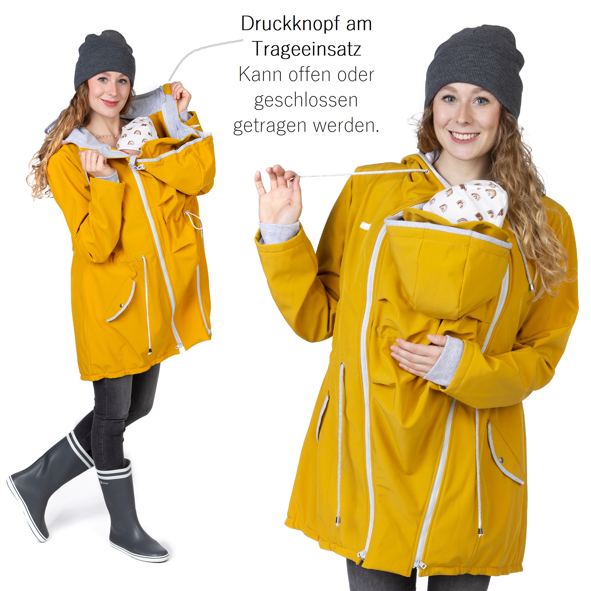 Softshell Tragejacke Baby Mama Jacke mit Einsätzen Umstandsjacke