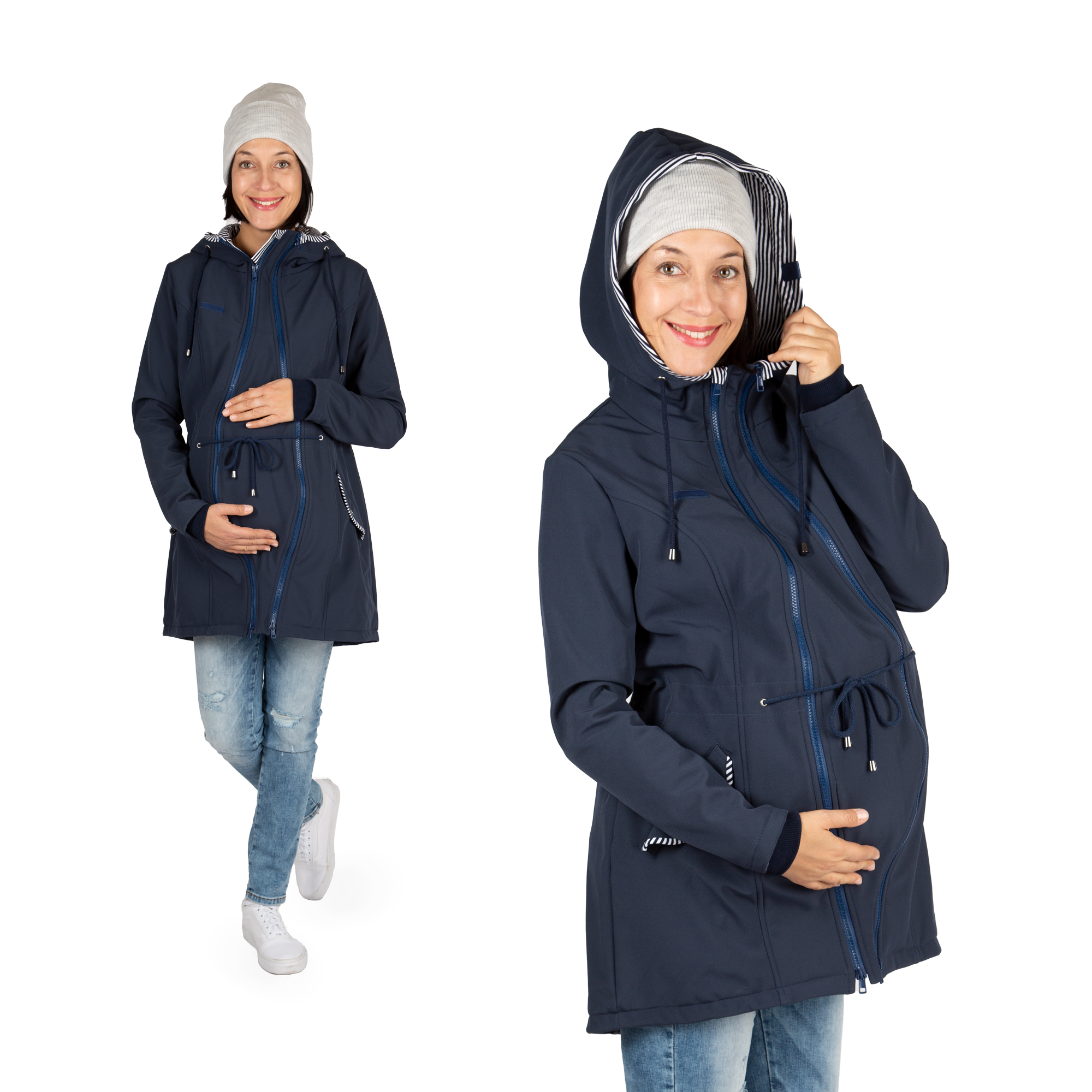Blaue Tragejacke Umstandsjacke aus Softshell Viva la Mama