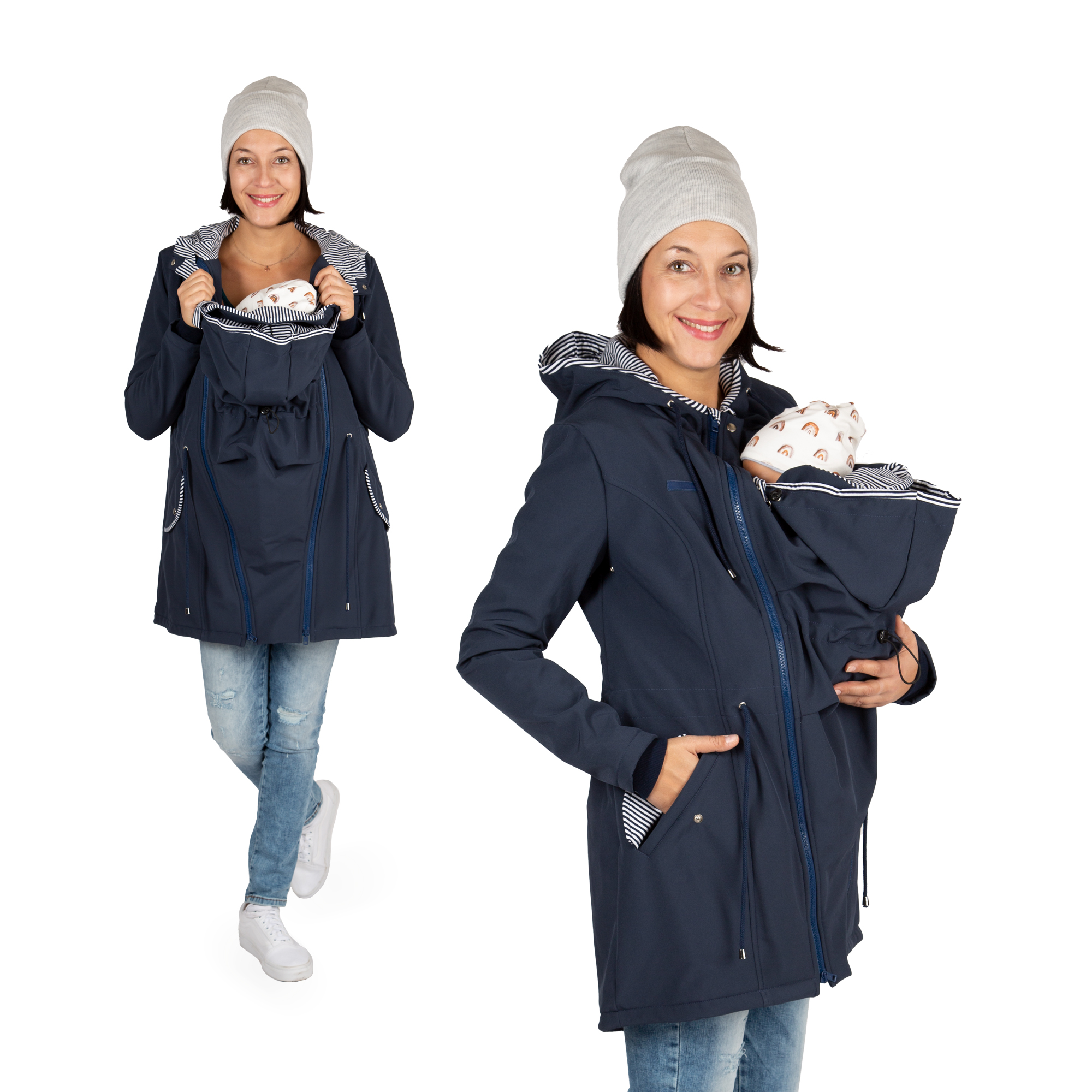 Blaue Tragejacke Umstandsjacke aus Softshell Viva la Mama