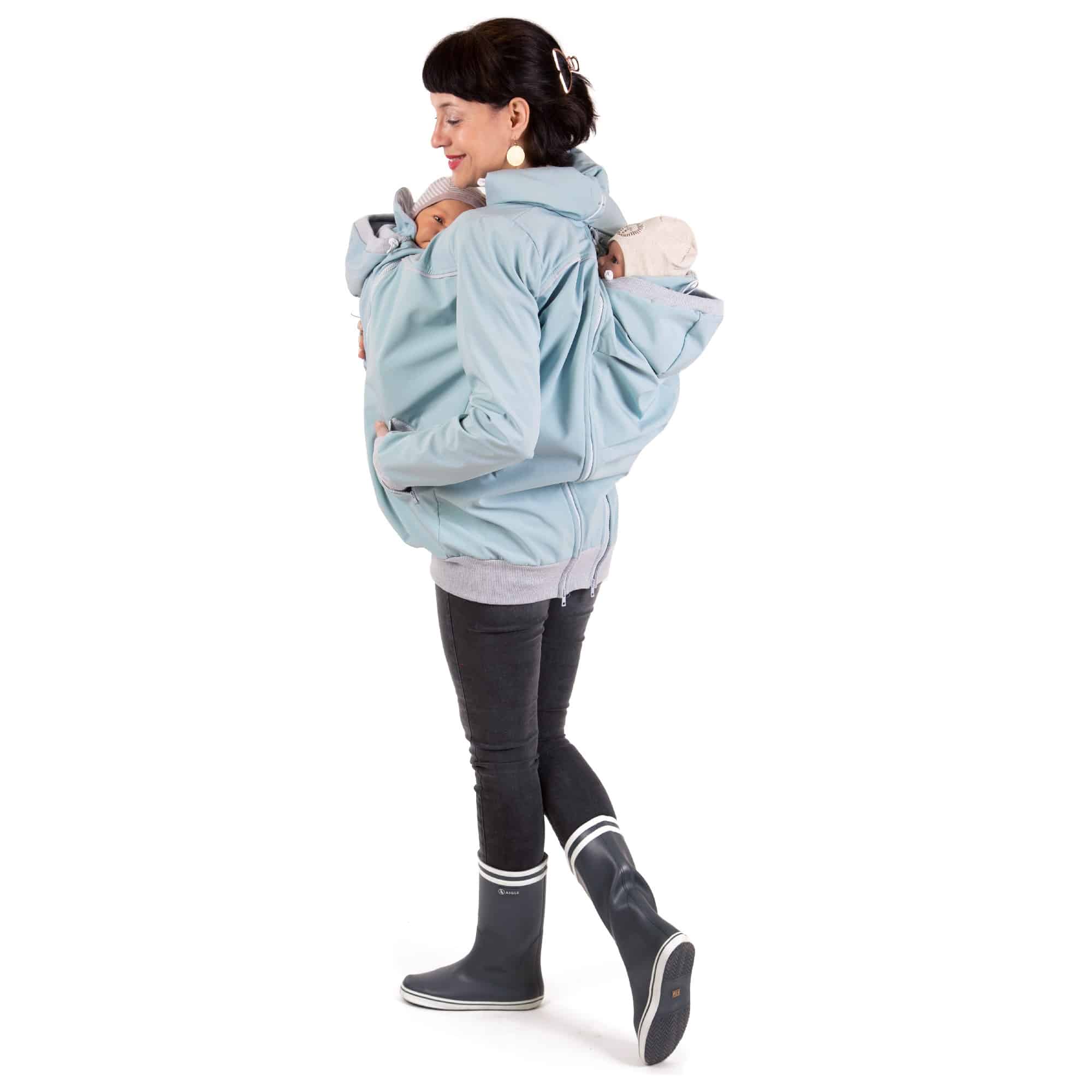 Twin Jacke Zwillinge tragen Zwillingstragejacke Tragejacke Baby tragen Tandemtragen Umstandsjacke Viva la Mama