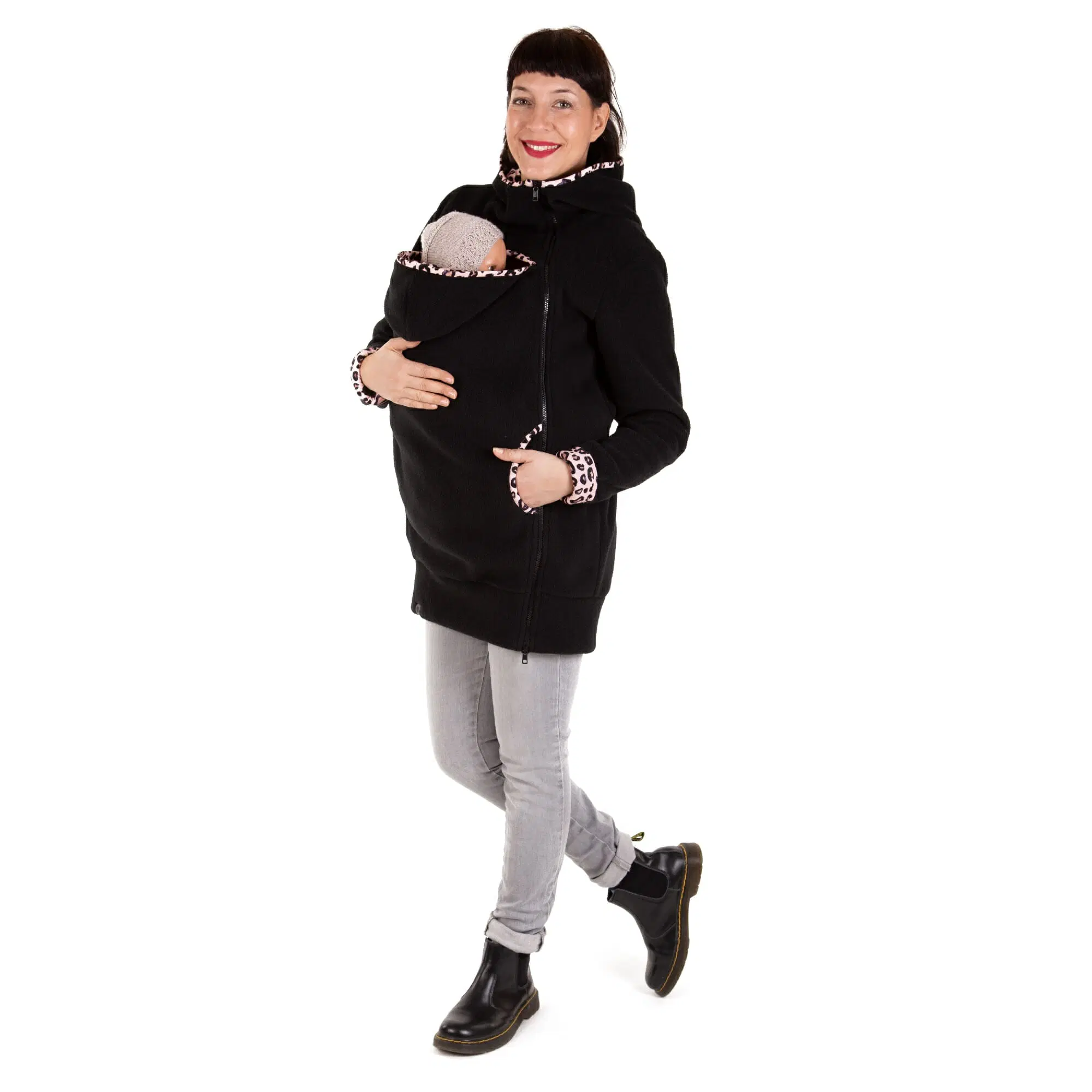 einfache tragejacke aus fleece für babytragen
