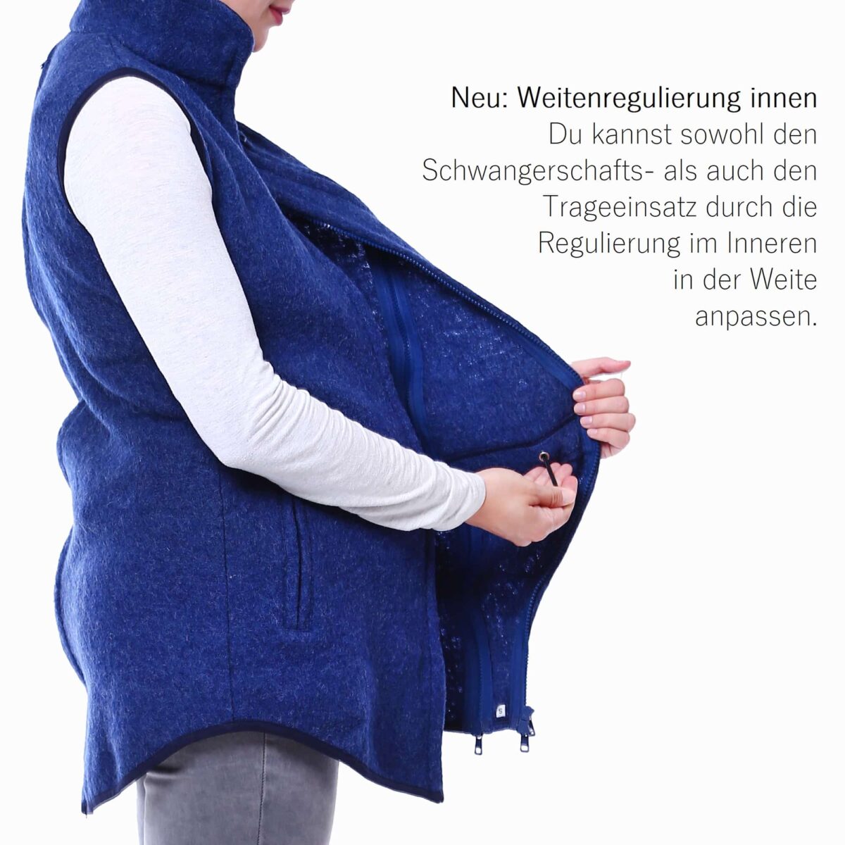 Weste aus Wollwalk Baby Trageweste Umstandsweste Baby tragen Viva la Mama