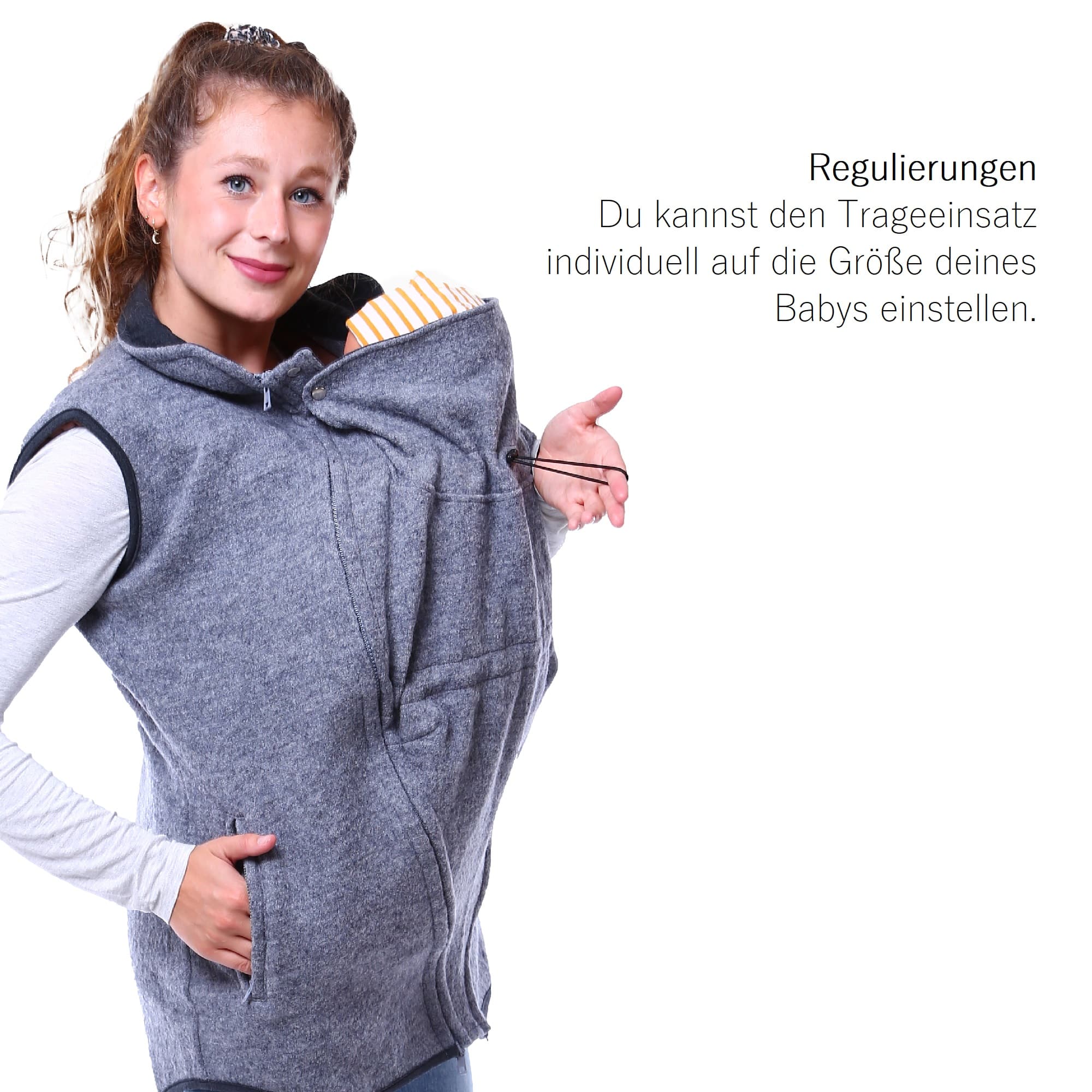 Weste für Babytragen Wollweste Baby Trageweste aus Wolle Wollwalk Umstandsweste Viva la Mama
