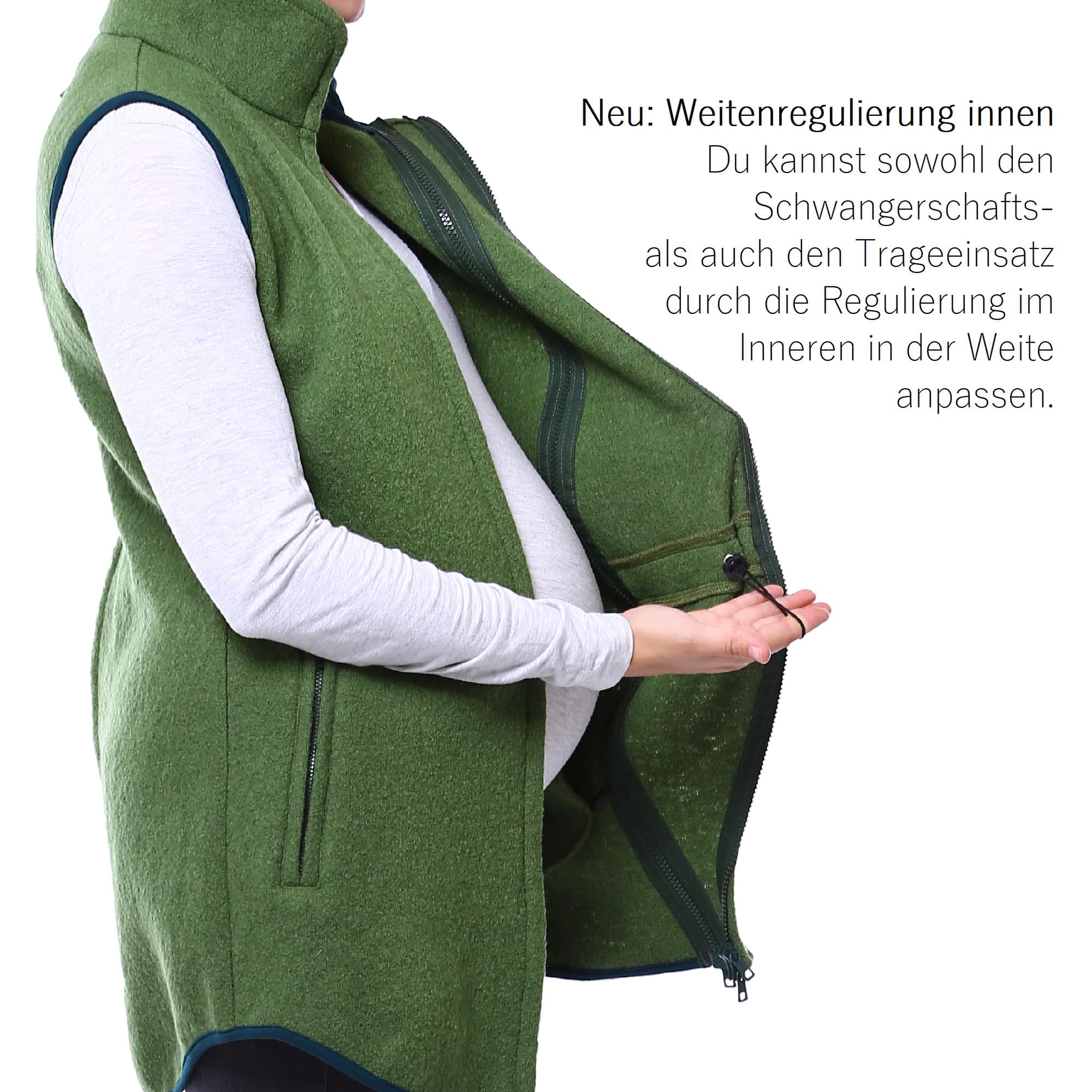 Wollweste Weste aus Wollwalk Naturmaterial Trageweste aus Wolle Umstandsweste Baby tragen Viva la Mama