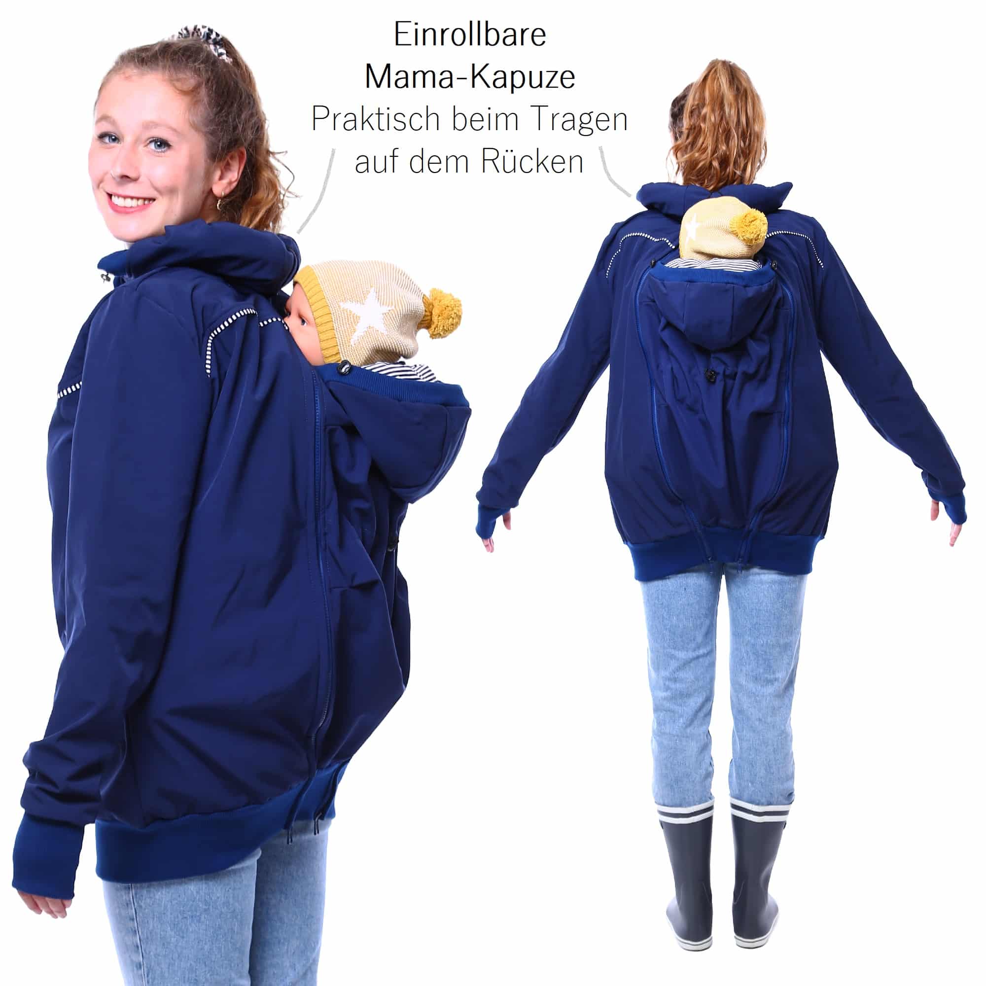 Sportliche Tragejacke aus Softshell Rückentragejacke Umstandsjacke wetterfest Viva la Mama