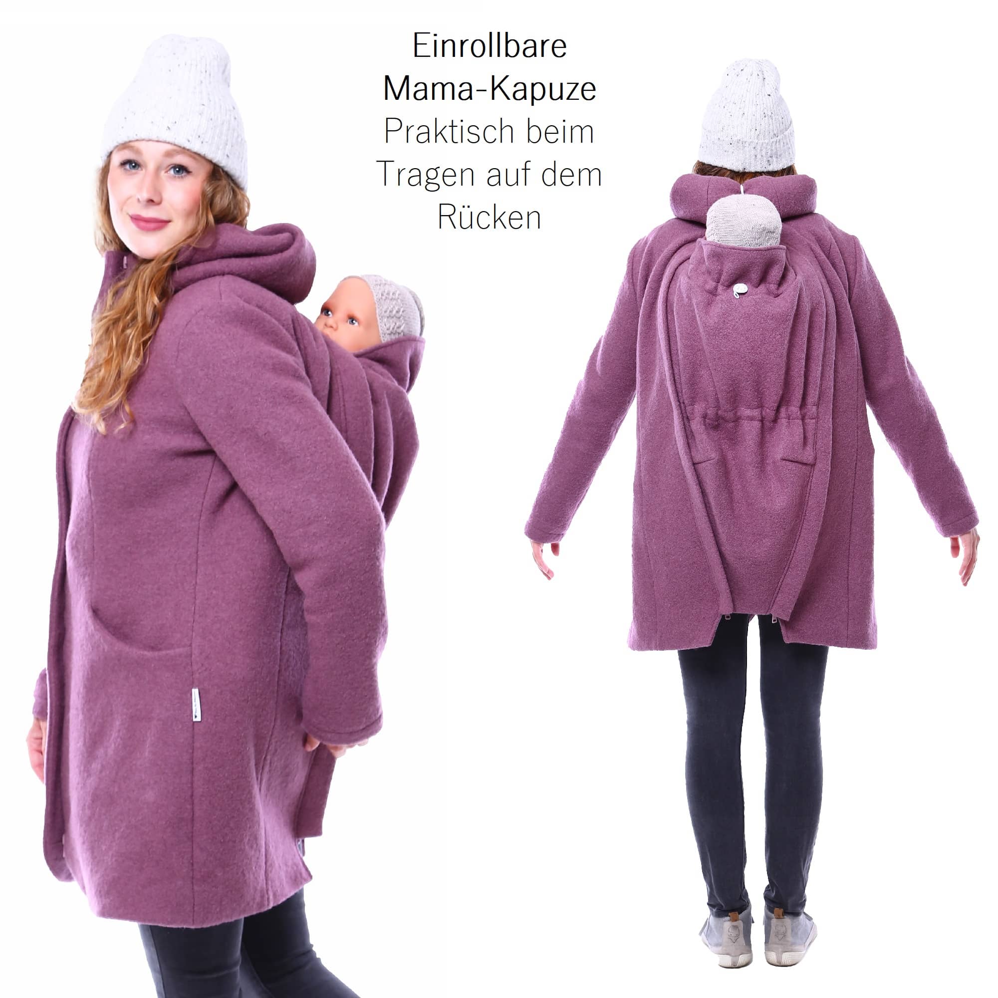 Reykjavik Wintermantel zum Babytragen Tragemantel Umstandsmantel aus Wollwalk Baby draußen tragen Viva la Mama