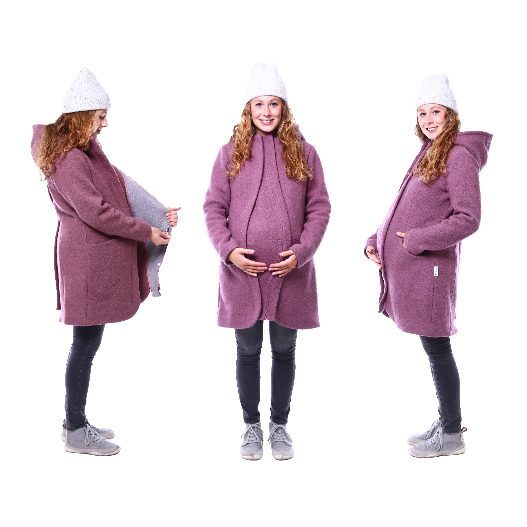 Reykjavik Wintermantel zum Babytragen Tragemantel Umstandsmantel aus Wollwalk Baby draußen tragen Viva la Mama