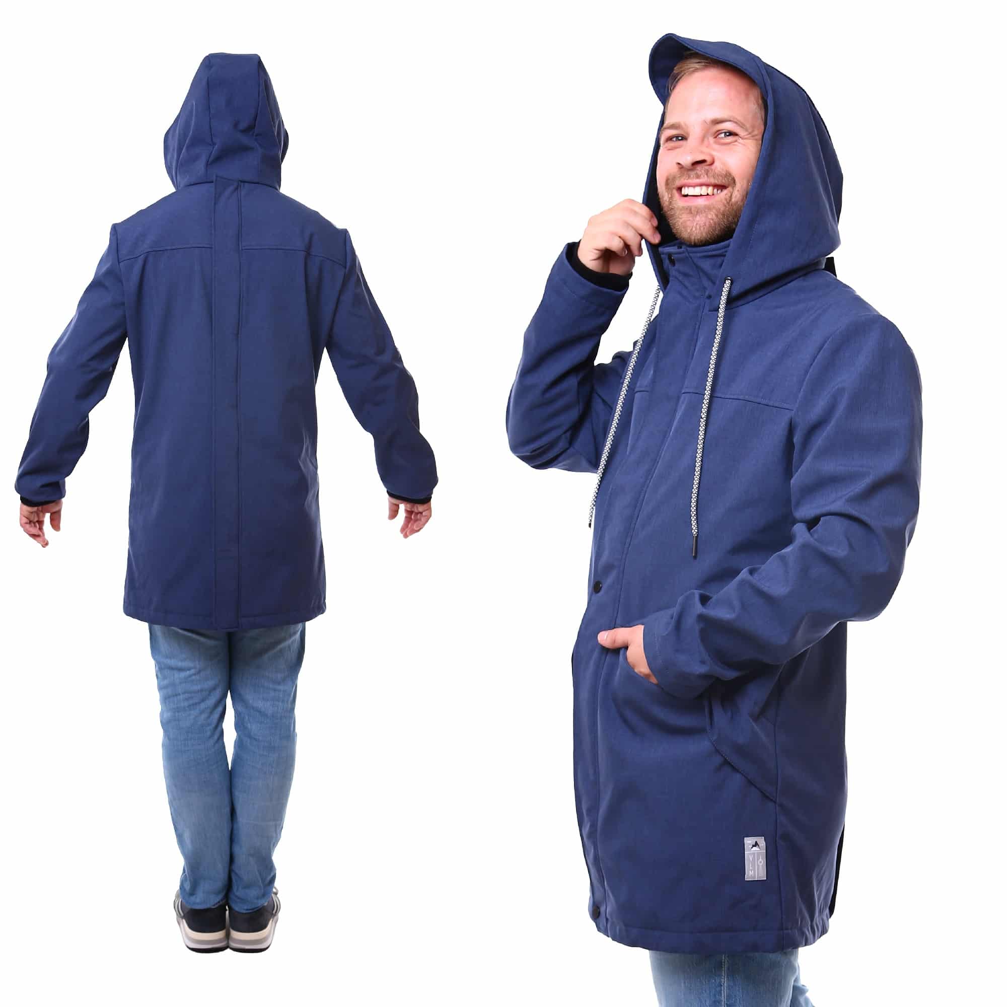 Männer Parka jeansblau PROTECTIS Mantel zum Babytragen Tragemantel aus Softshell Allwetter Tragejacke Viva la Mama