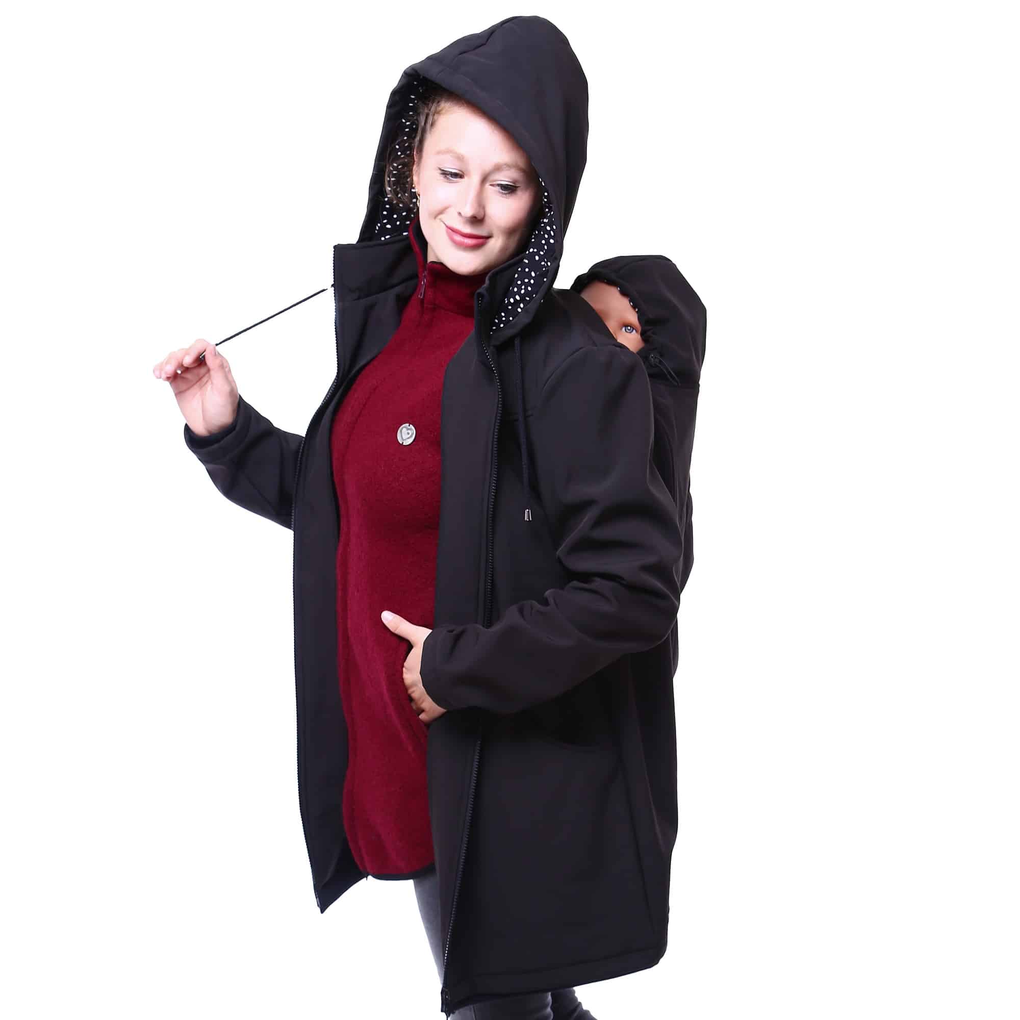 Tragejacke für jedes Wetter Baby Tragemantel Schwangerschaftsjacke aus Softshell Mellory Plus zum Rückentragen Viva la Mama Babytragejacken