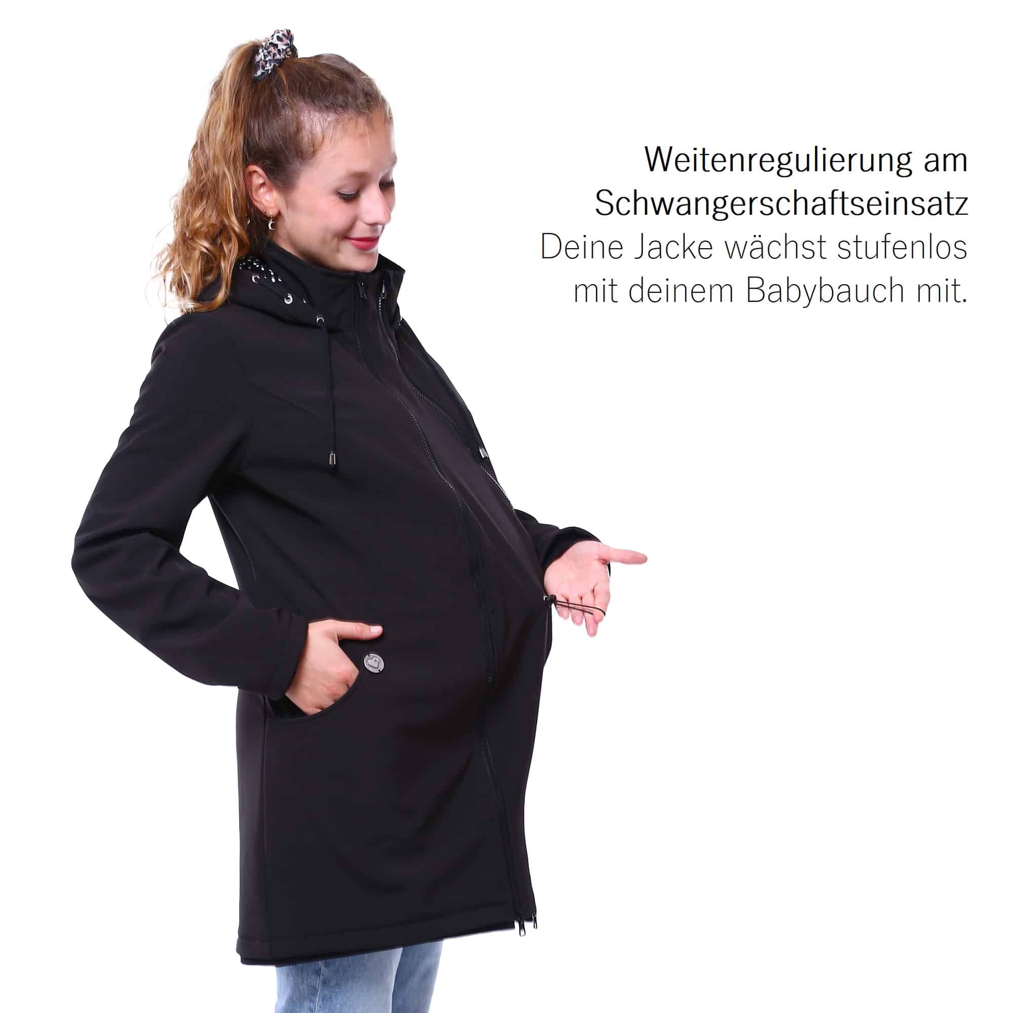 Schwangerschaftsjacke Tragejacke für jedes Wetter Mantel aus Softshell Mellory Plus zum Rückentragen Viva la Mama Babytragejacken