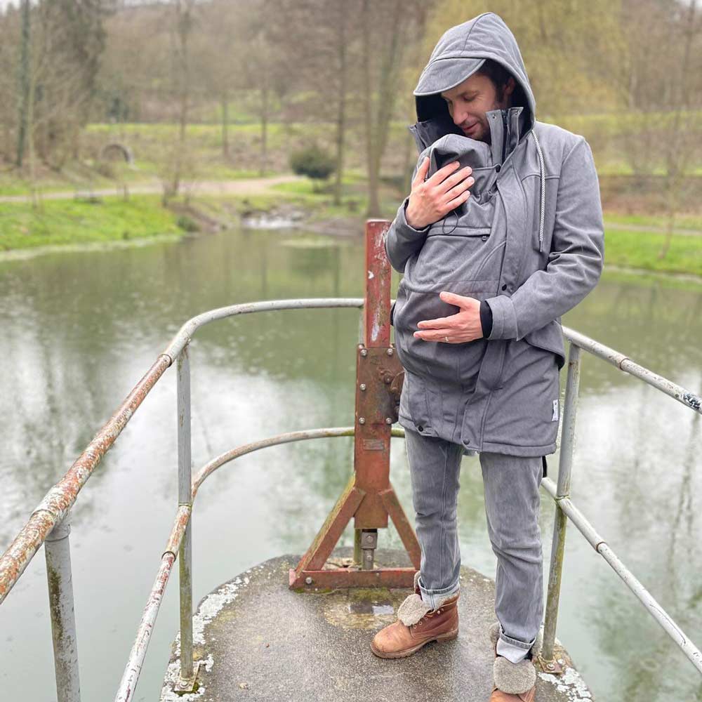 Softshell Tragejacke in Grau für Männer