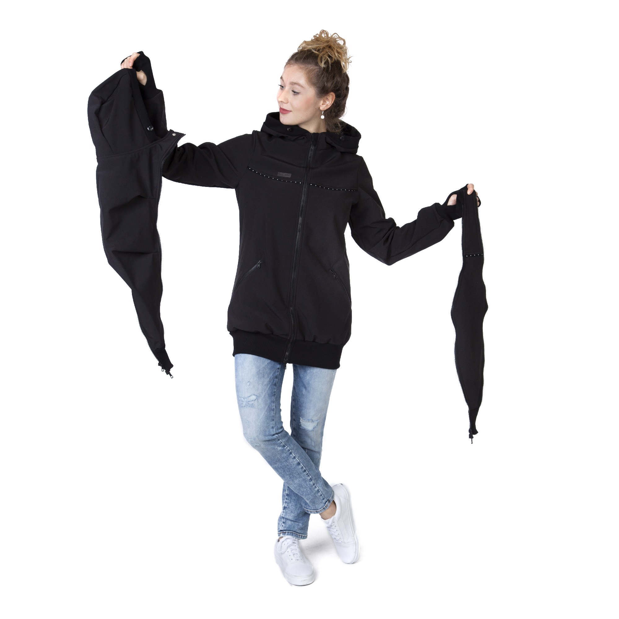 Softshell Tragejacke für Babytrage mit Einsatz für Baby Schwangerschaftseinsatz