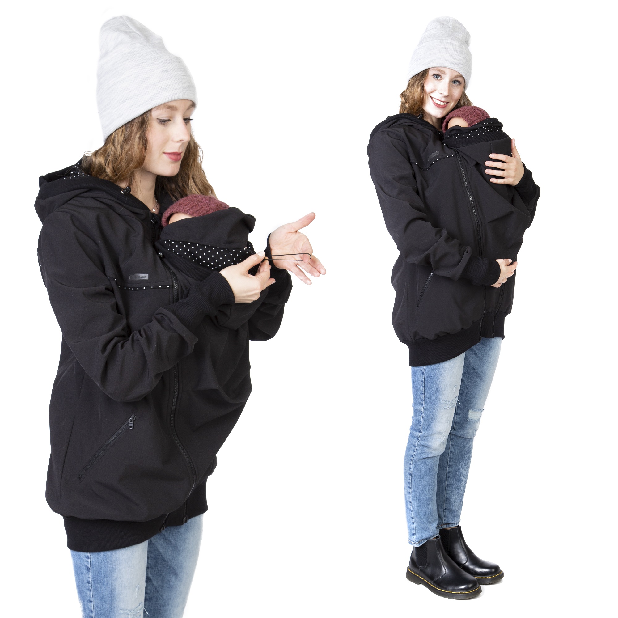 Softshell Tragejacke Babytrage Jacke schwarz