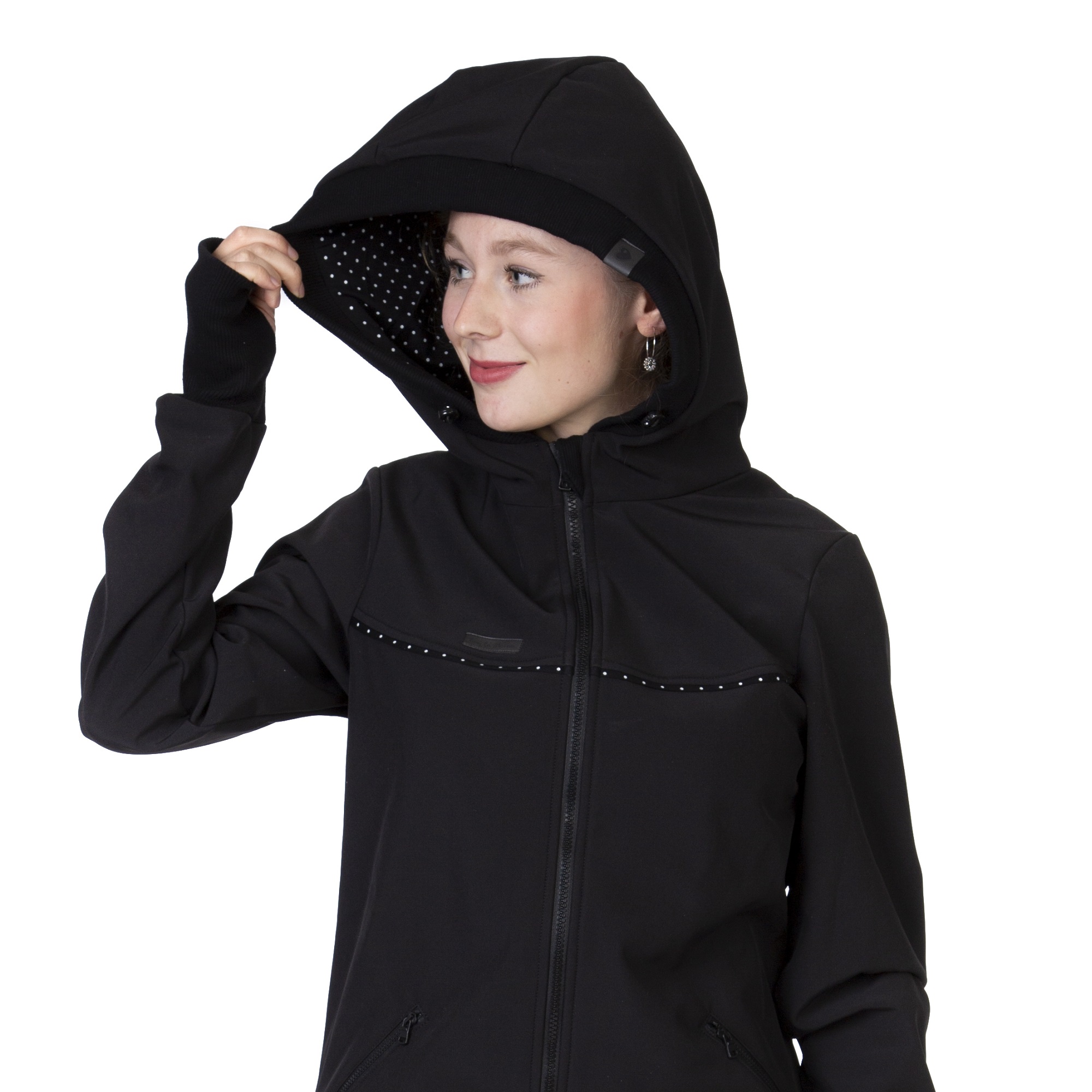 Softshelljacke schwarz mit Kapuze