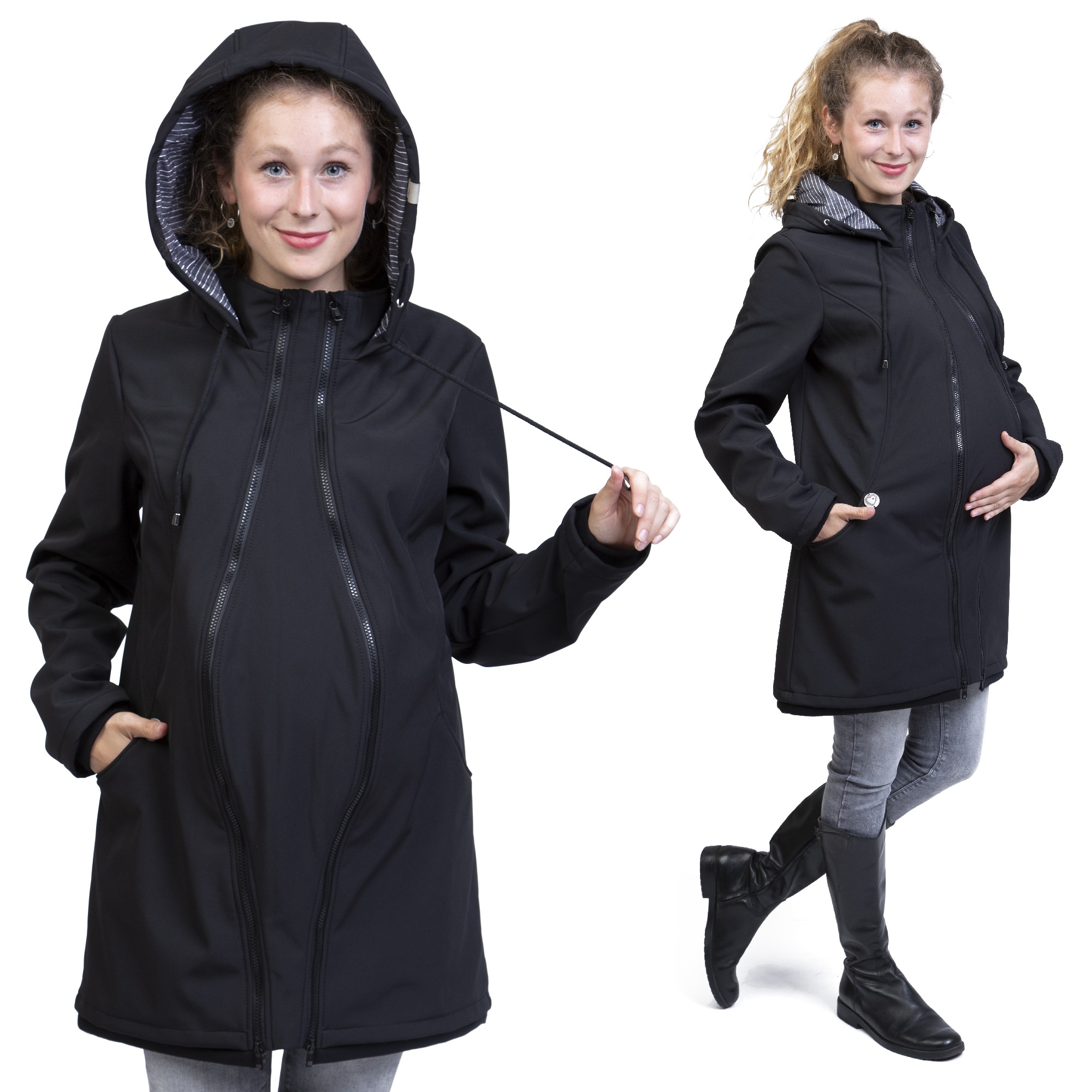 schwarze Umstandsjacke aus Softshell