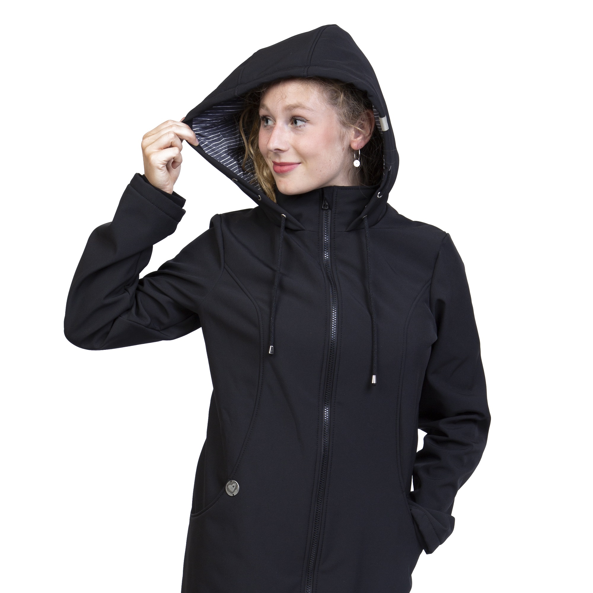 schwarze Regenjacke für Babytrage und Schwangerschaft