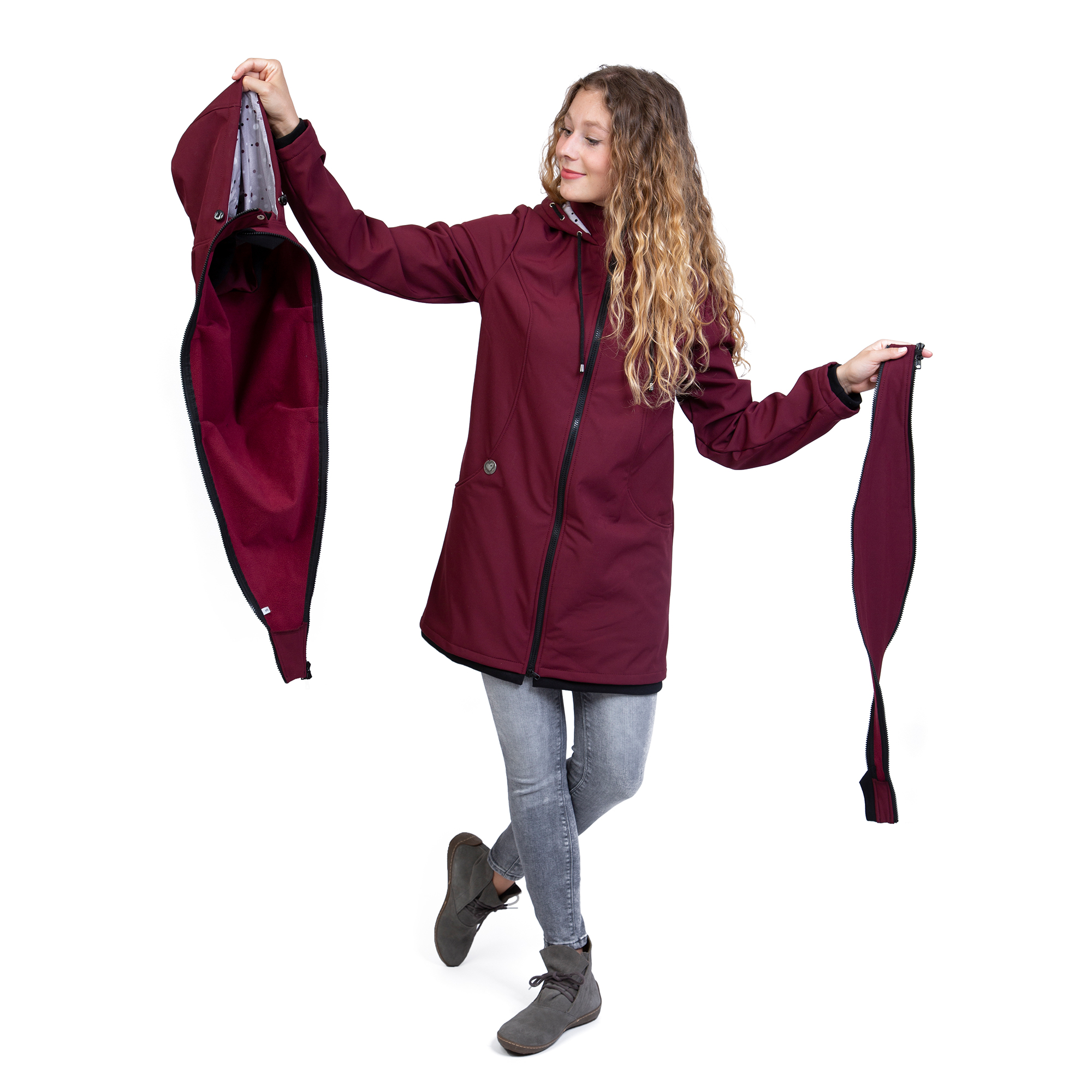 Mama Mantel Jacke Softshell Umstandsjacke Schwangerschaftseinsatz Tragejacke mit Babyeinsatz