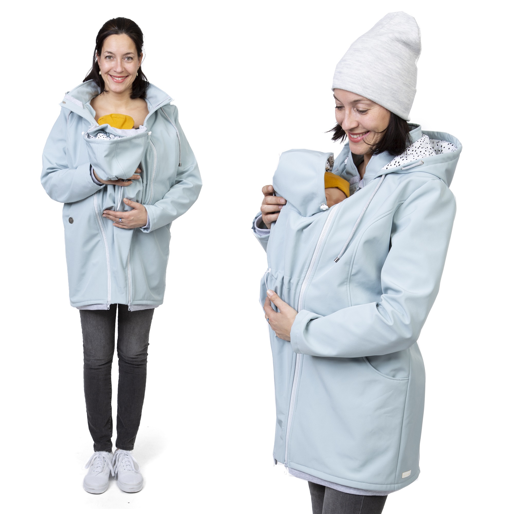 Baby Tragejacke aus Softshell Regenjacke zum babytragen