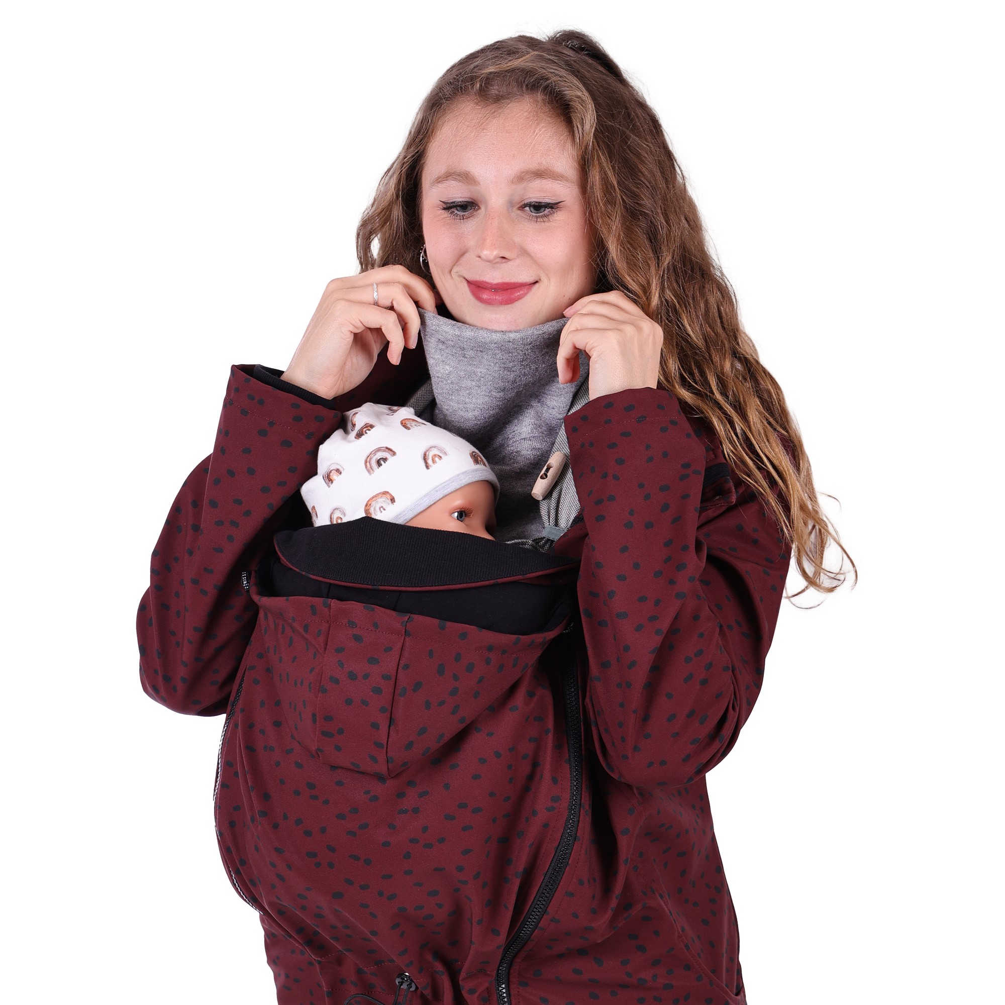 Trageschal unter Tragejacke Mama Schal zum Babytragen Kragenschal grau