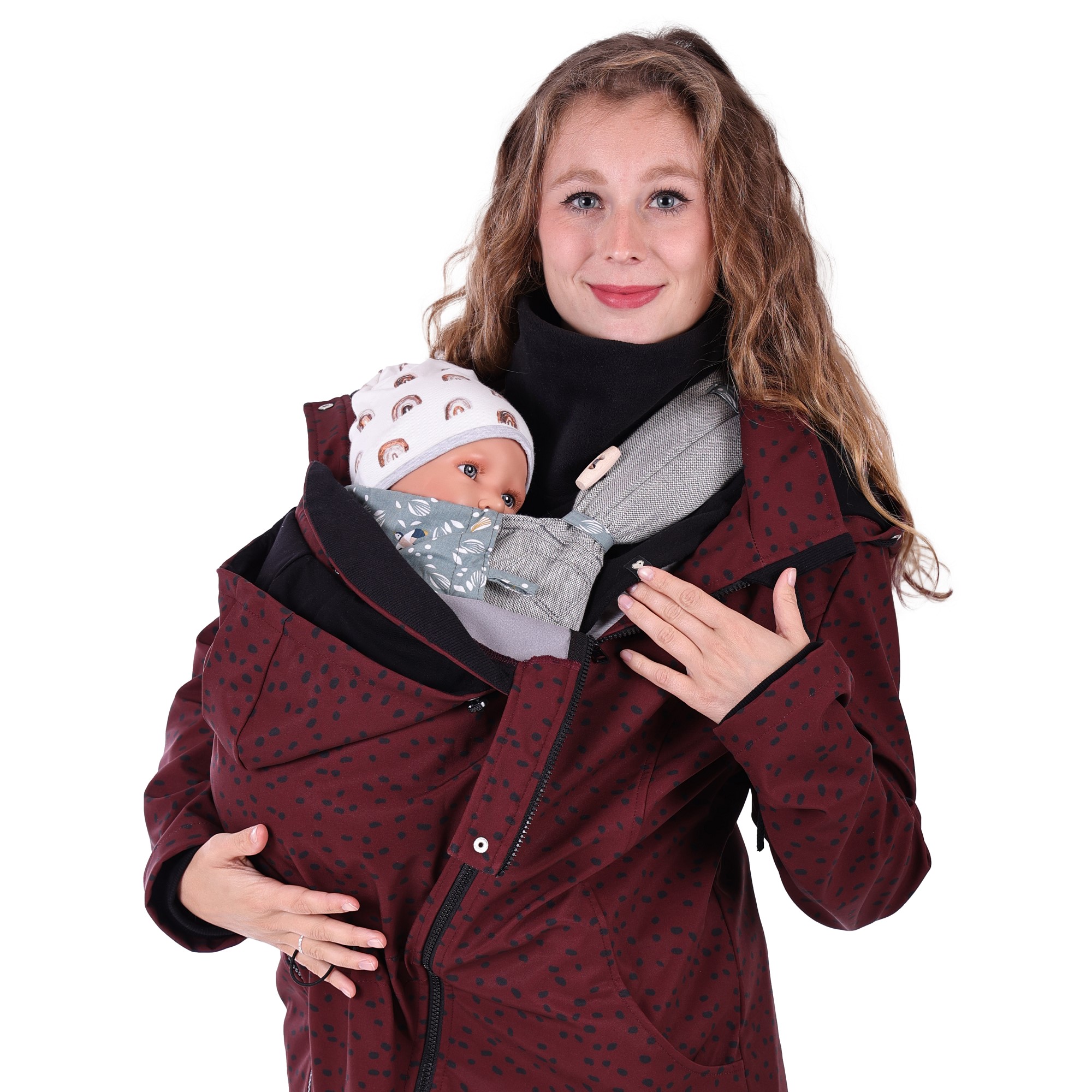 Trageschal schwarz unter Tragejacke Mama Schal Fleece