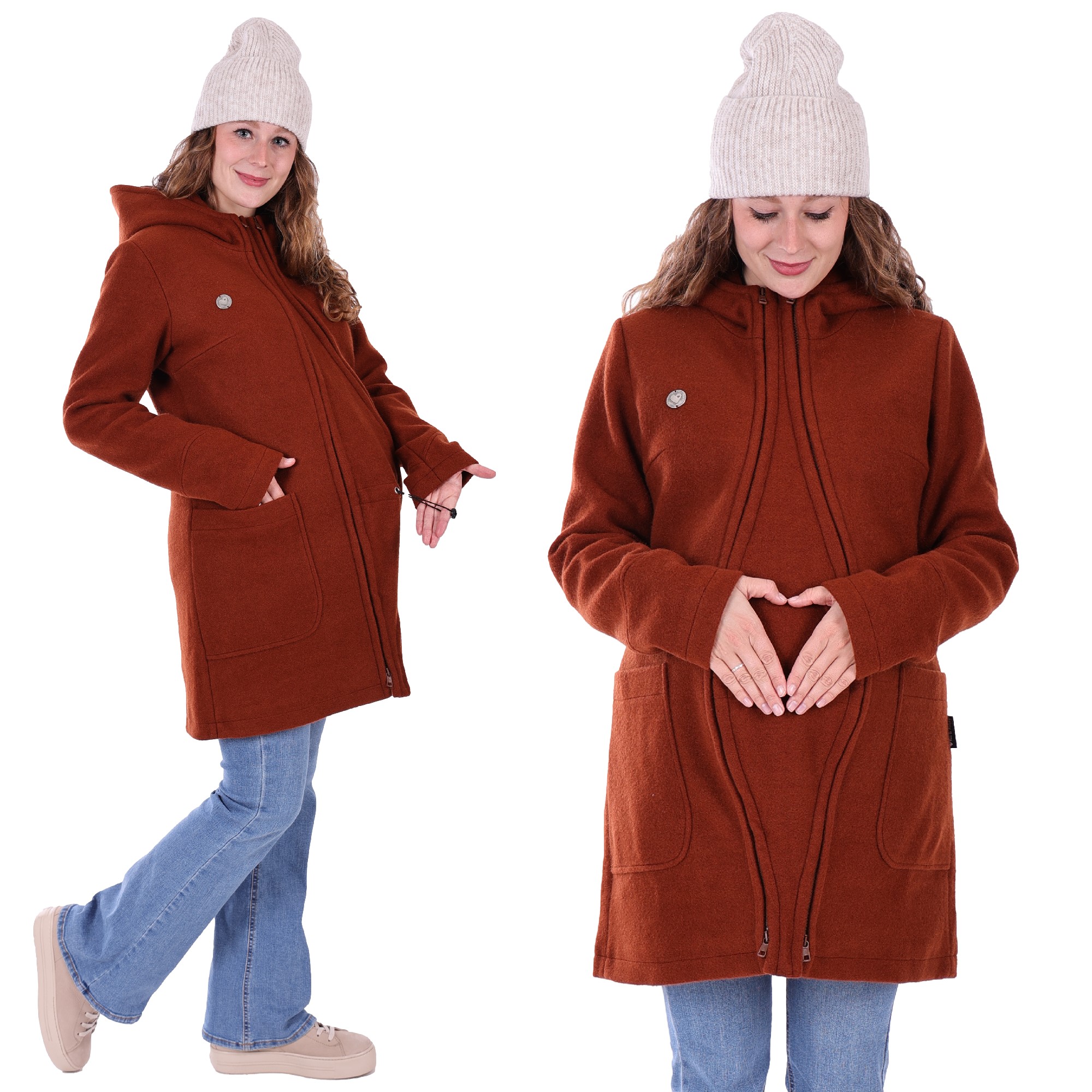 winter umstandsjacke mama jacke mantel braun