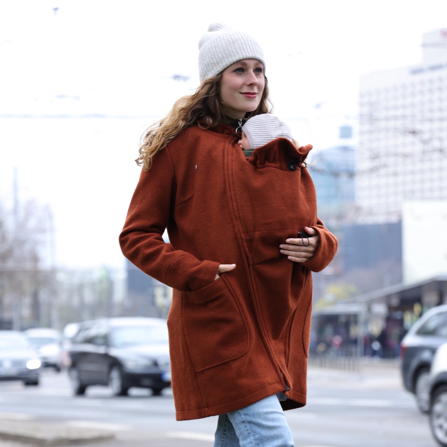 winter tragejacke Umstandsjacke winter mama jacke mantel braun