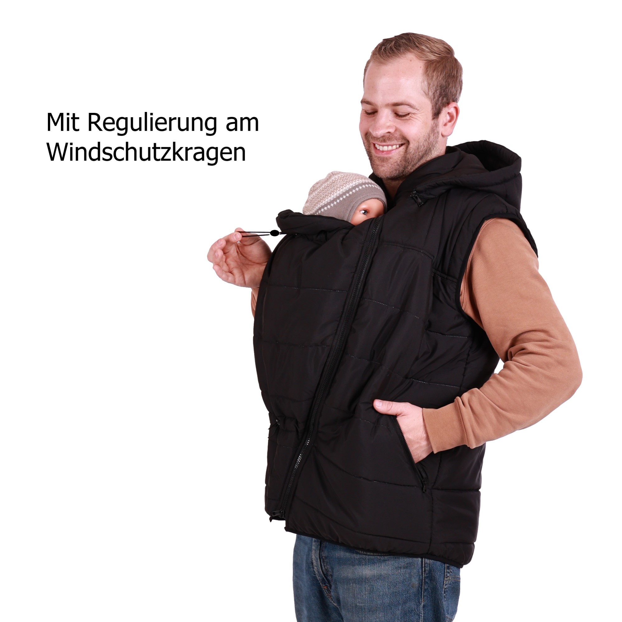 Gesteppte Trageweste für Männer Steppweste mit Einsatz für Babytrage