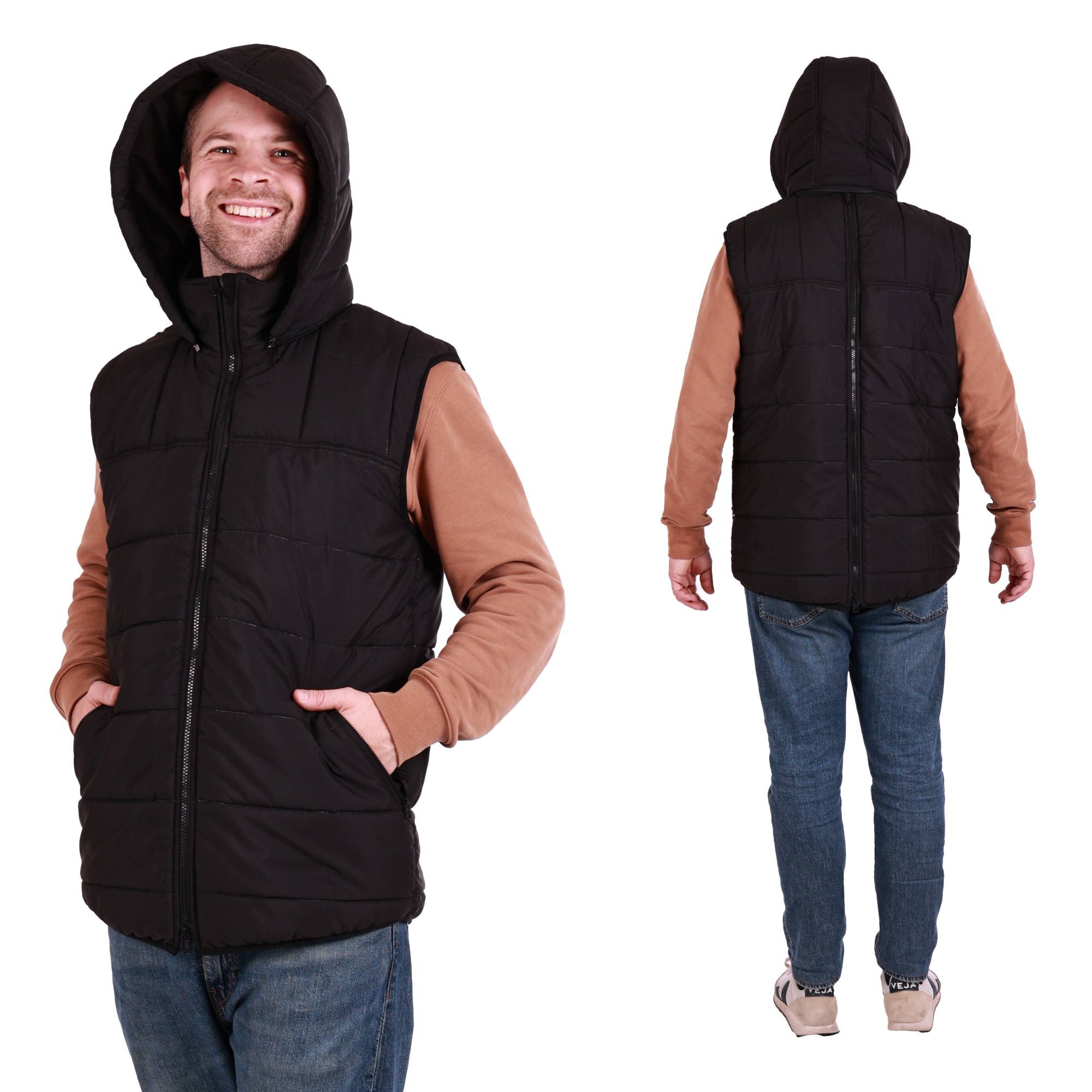 Gesteppte Trageweste für Männer Steppweste mit Einsatz für Babytrage