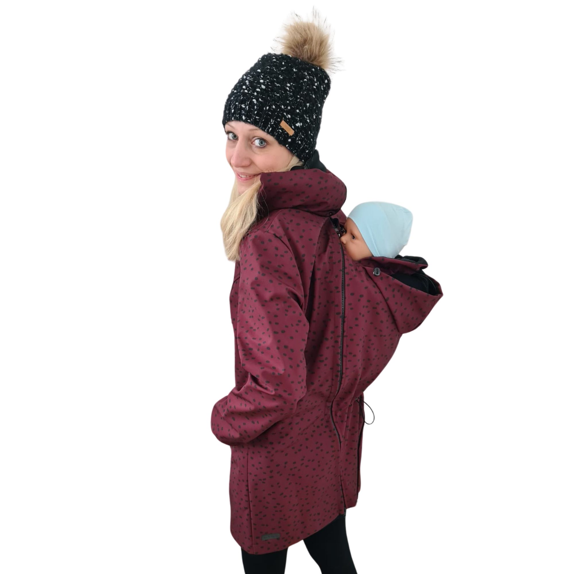 exklusive baby tragejacke softshell bordeaux