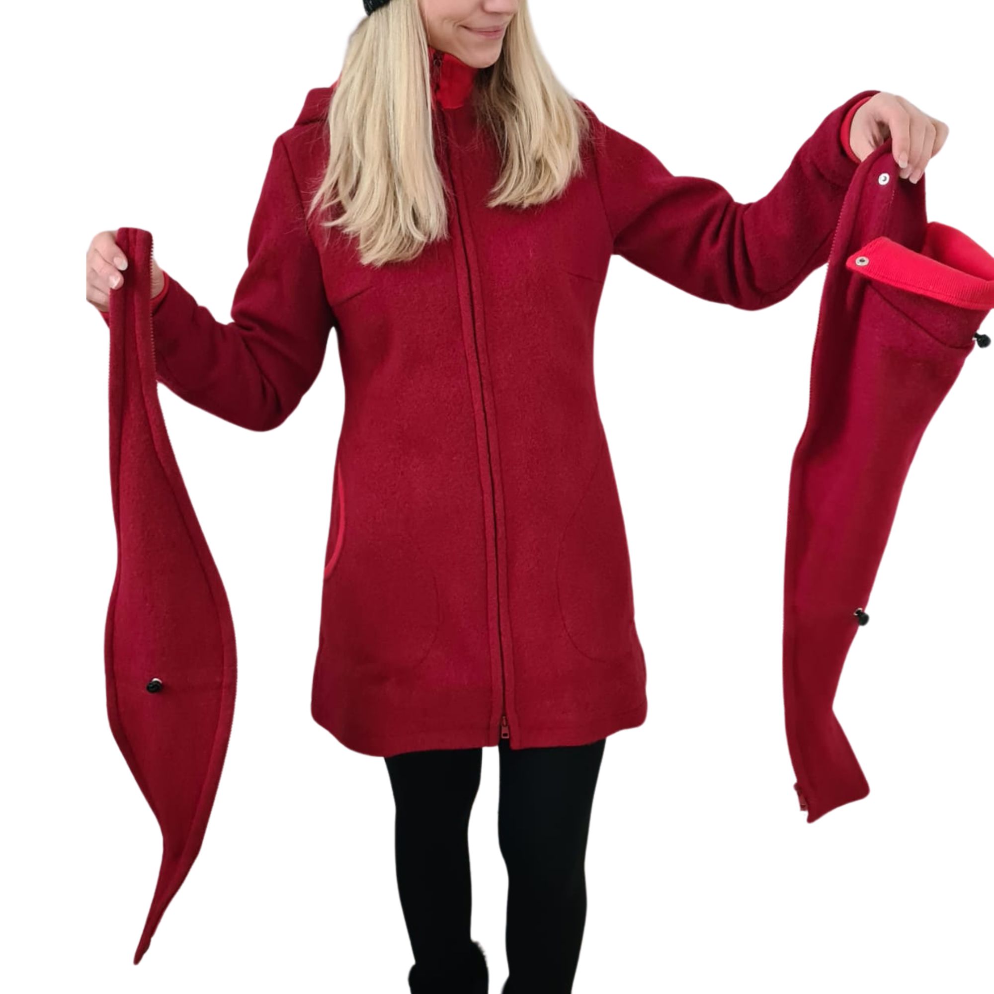 exklusiver wollmantel rot