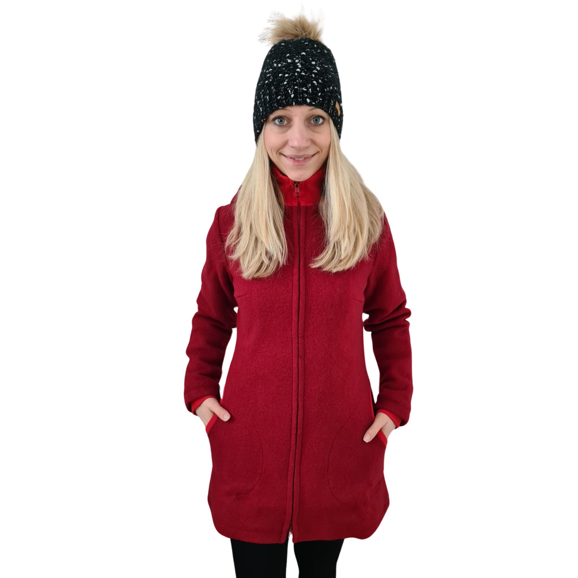 exklusiver wollmantel rot