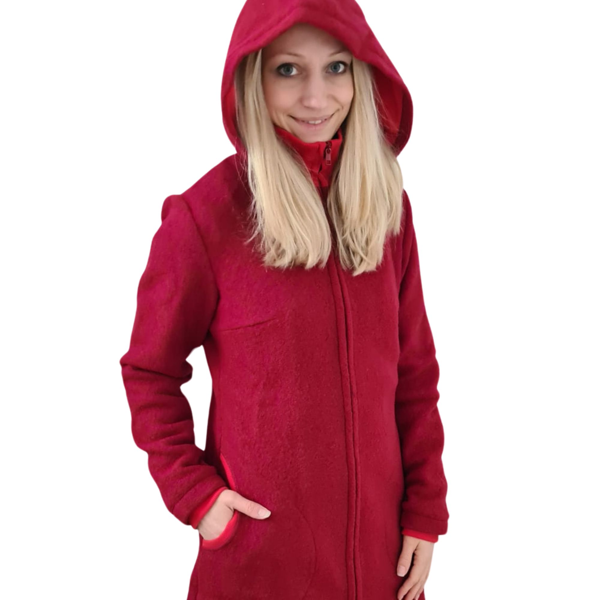 exklusiver wollmantel rot