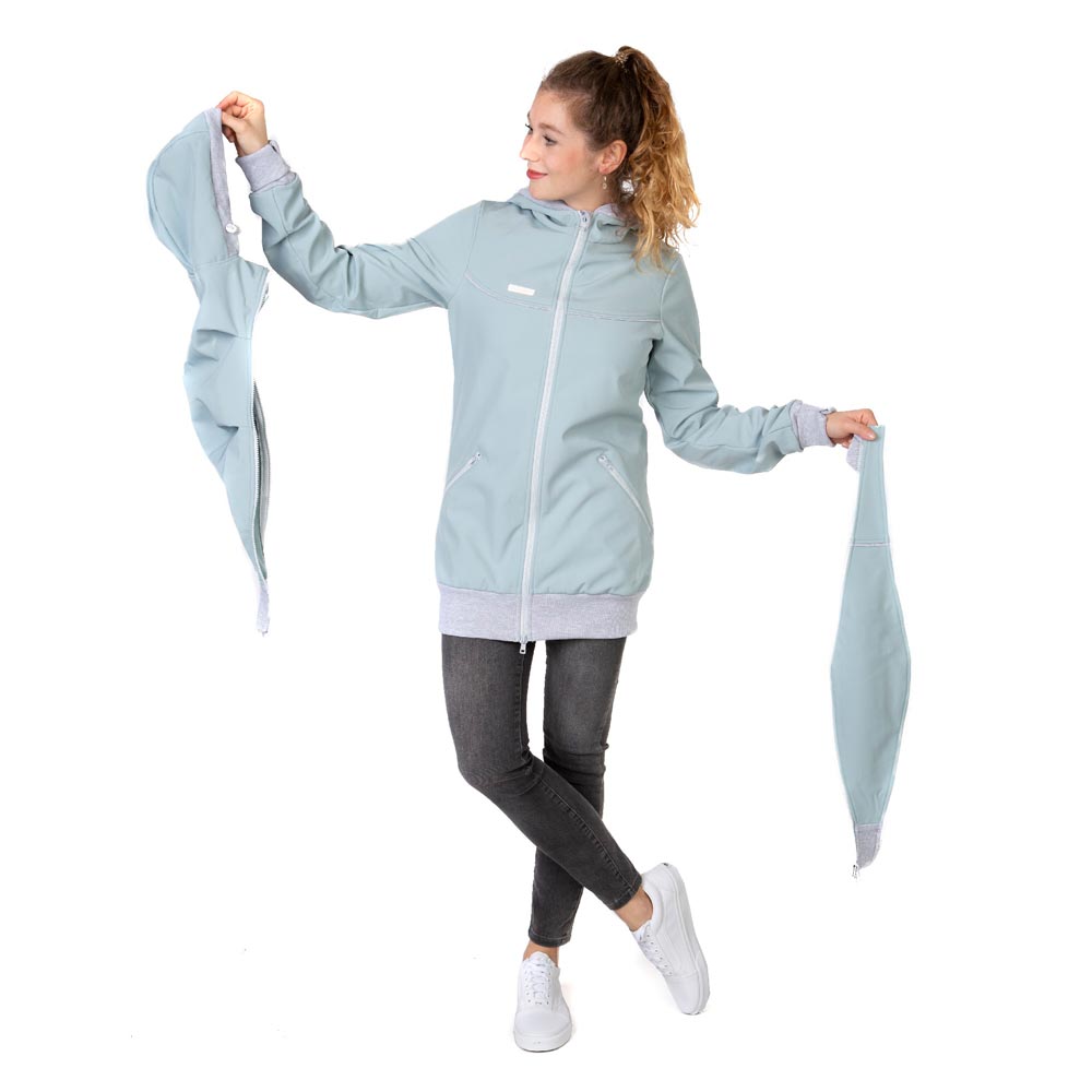 Baby Tragejacke aus Softshell in Eisblau