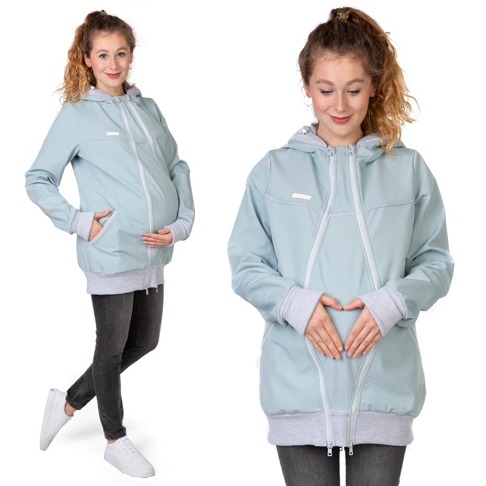 Umstandsjacke aus Softshell in Eisblau
