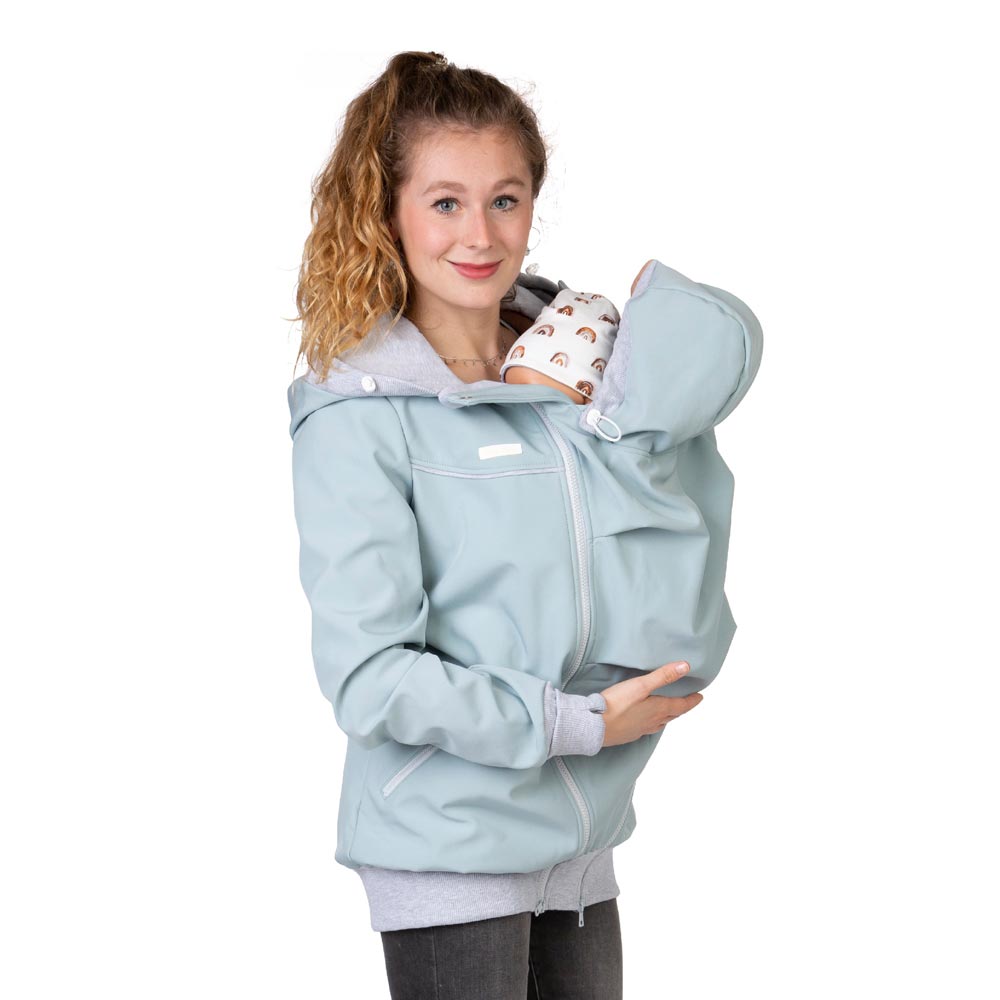 Baby Tragejacke aus Softshell in Eisblau
