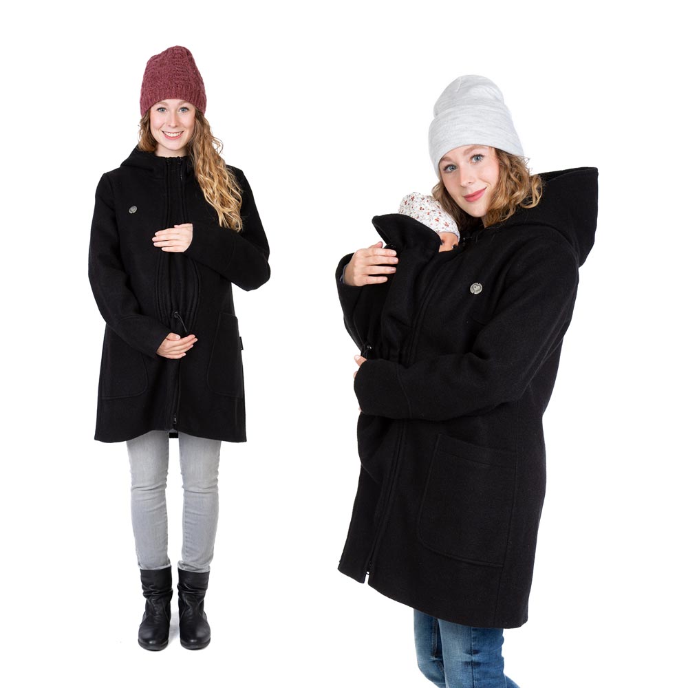Tragejacke Winter Umstandsjacke, Mantel in Schwarz