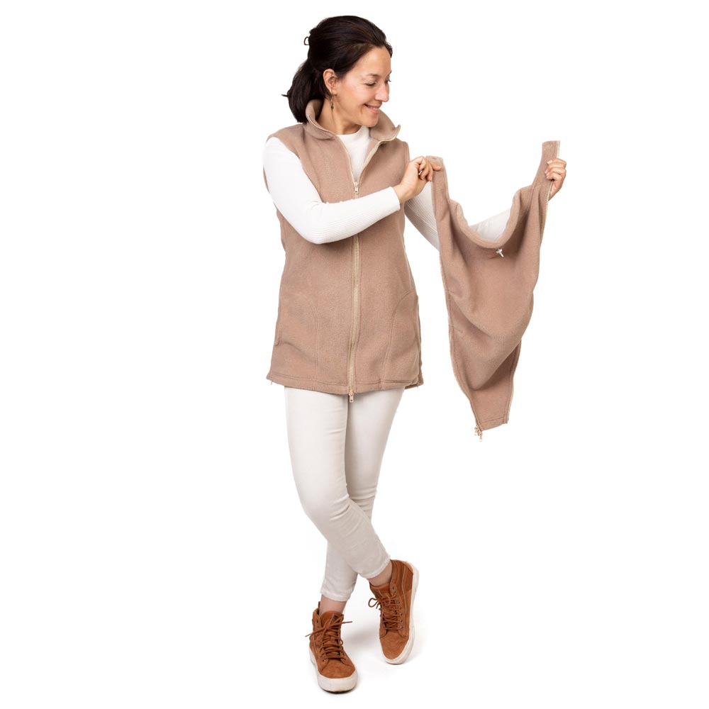 Trageweste Umstandsweste aus Fleece in Beige, inkl. Babyeinsatz