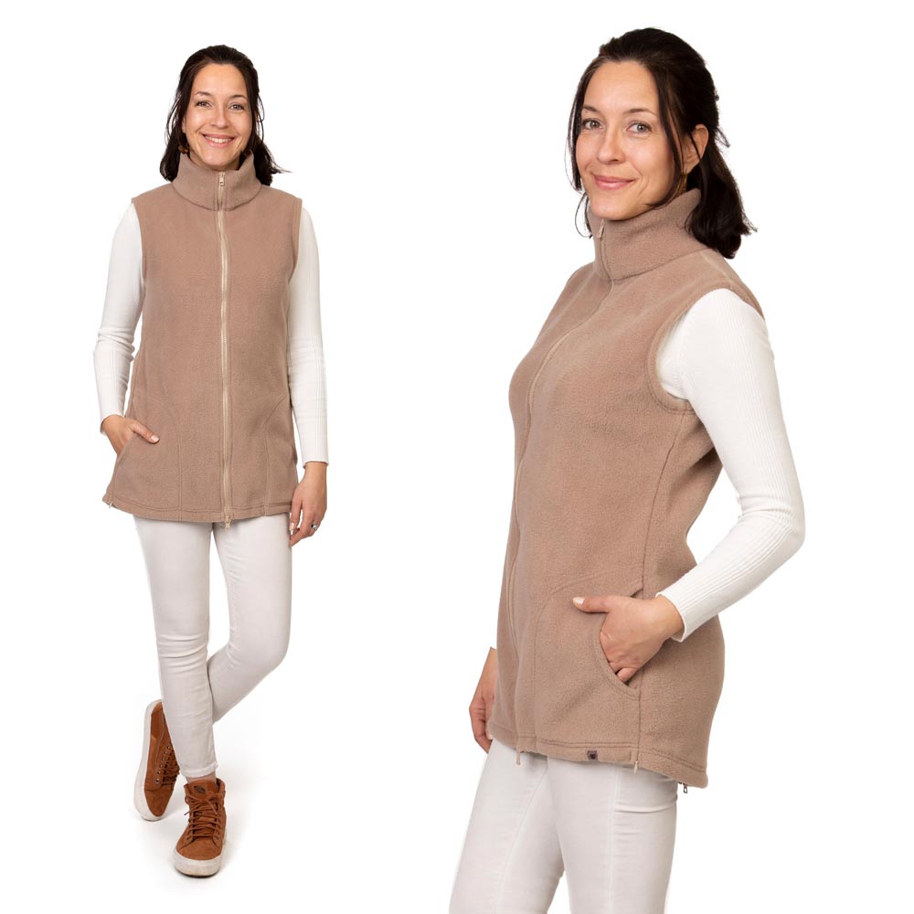 Trageweste Umstandsweste aus Fleece in Beige (Ansicht ohne Baby und Babybauch)