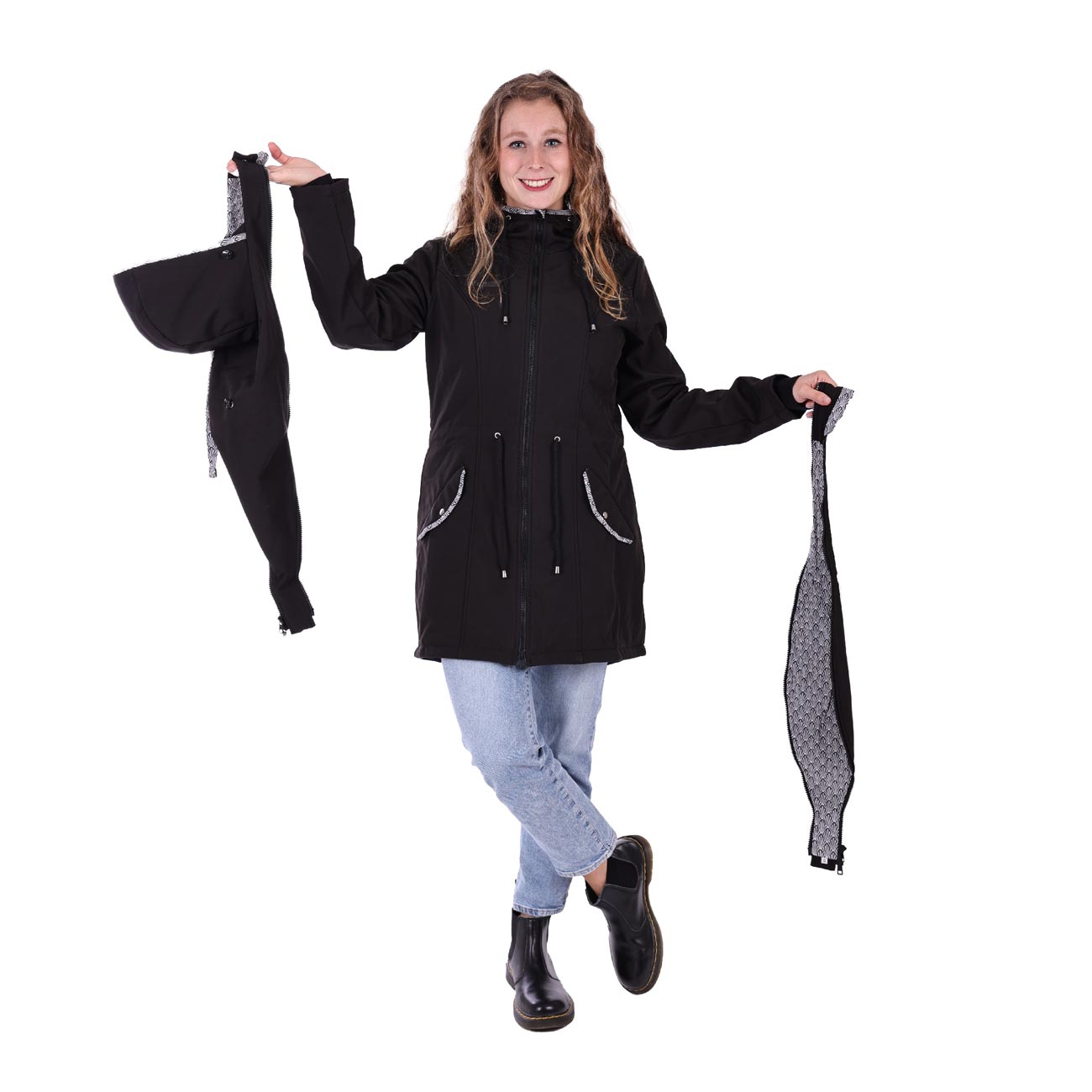 Tragejacke Baby aus Softshell in Schwarz (inkl. 2 Einsätze)