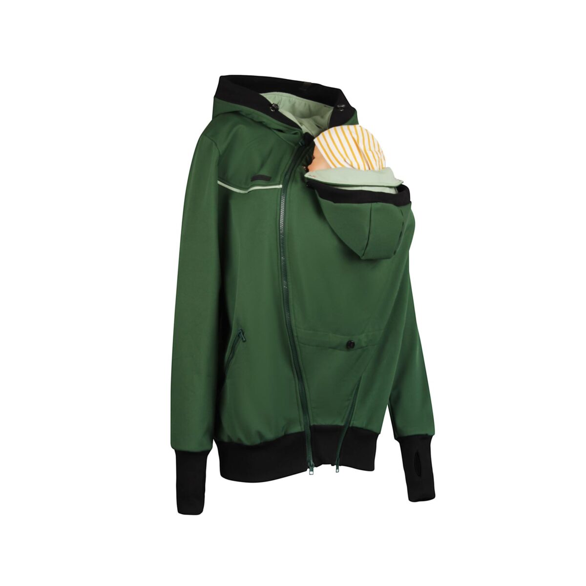 Softshell Tragejacke zum Babytragen (Ansicht mit Babyeinsatz vorn)