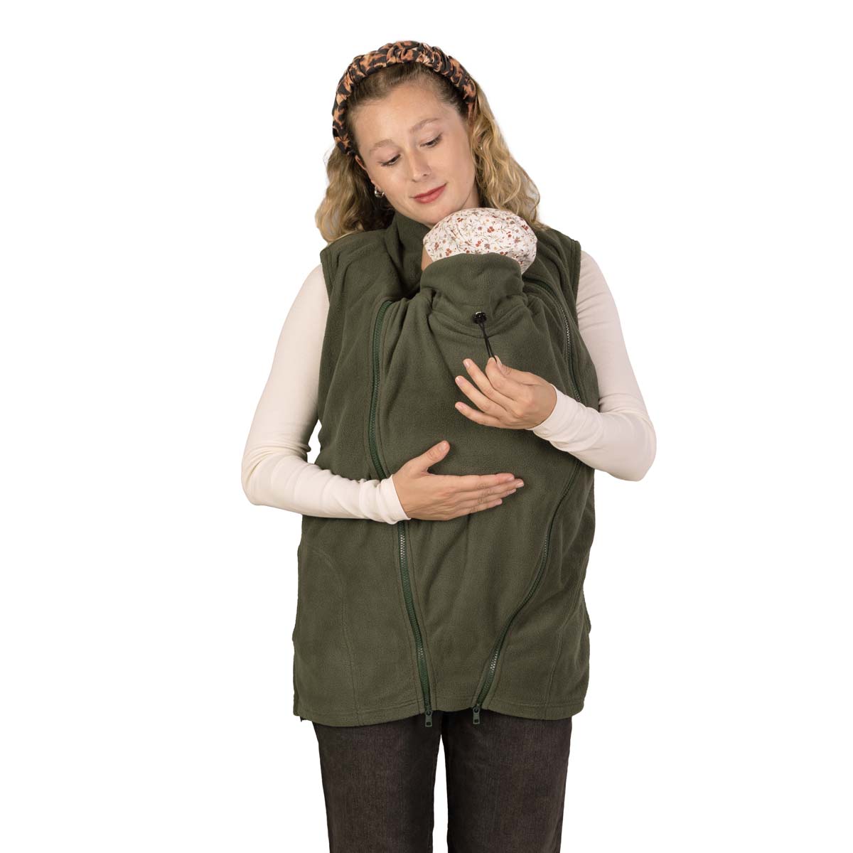 Baby Trageweste aus Fleece in Oliv